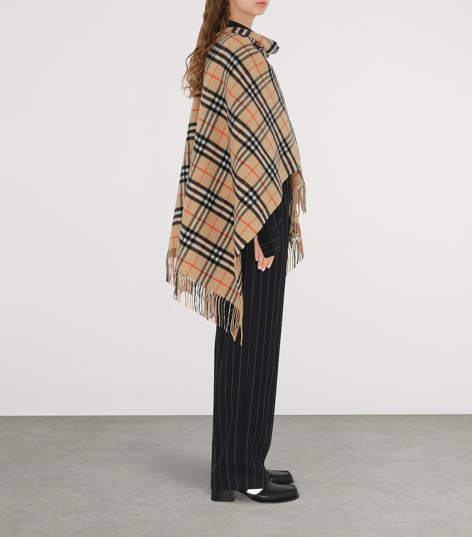 Wool-Cashmere Check Cape SAND Image 3