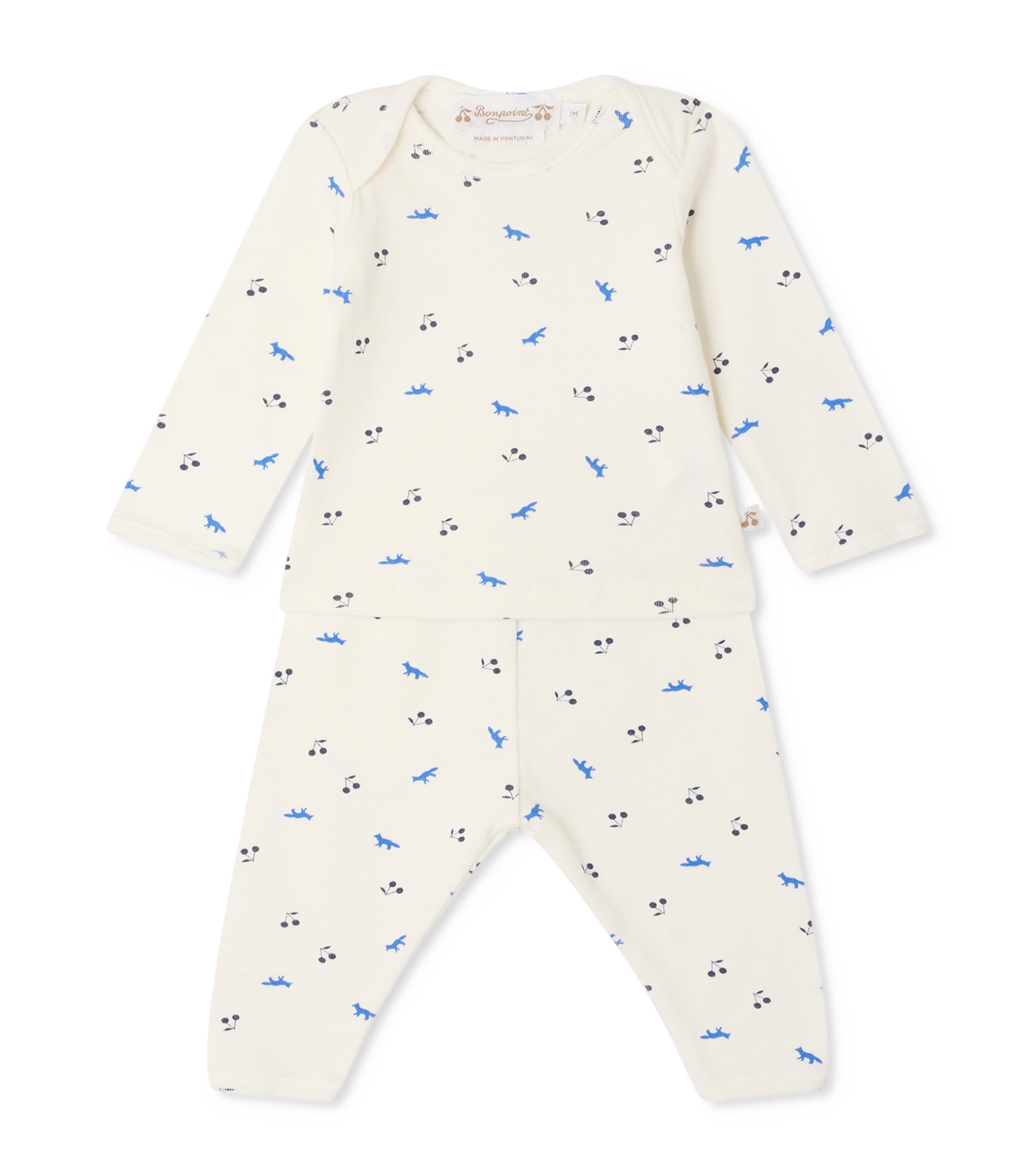 Bonpoint x Maison Kitsuné Cotton T-Shirt and Leggings Set (1-36 Months) Im Blanc Lait Image 1