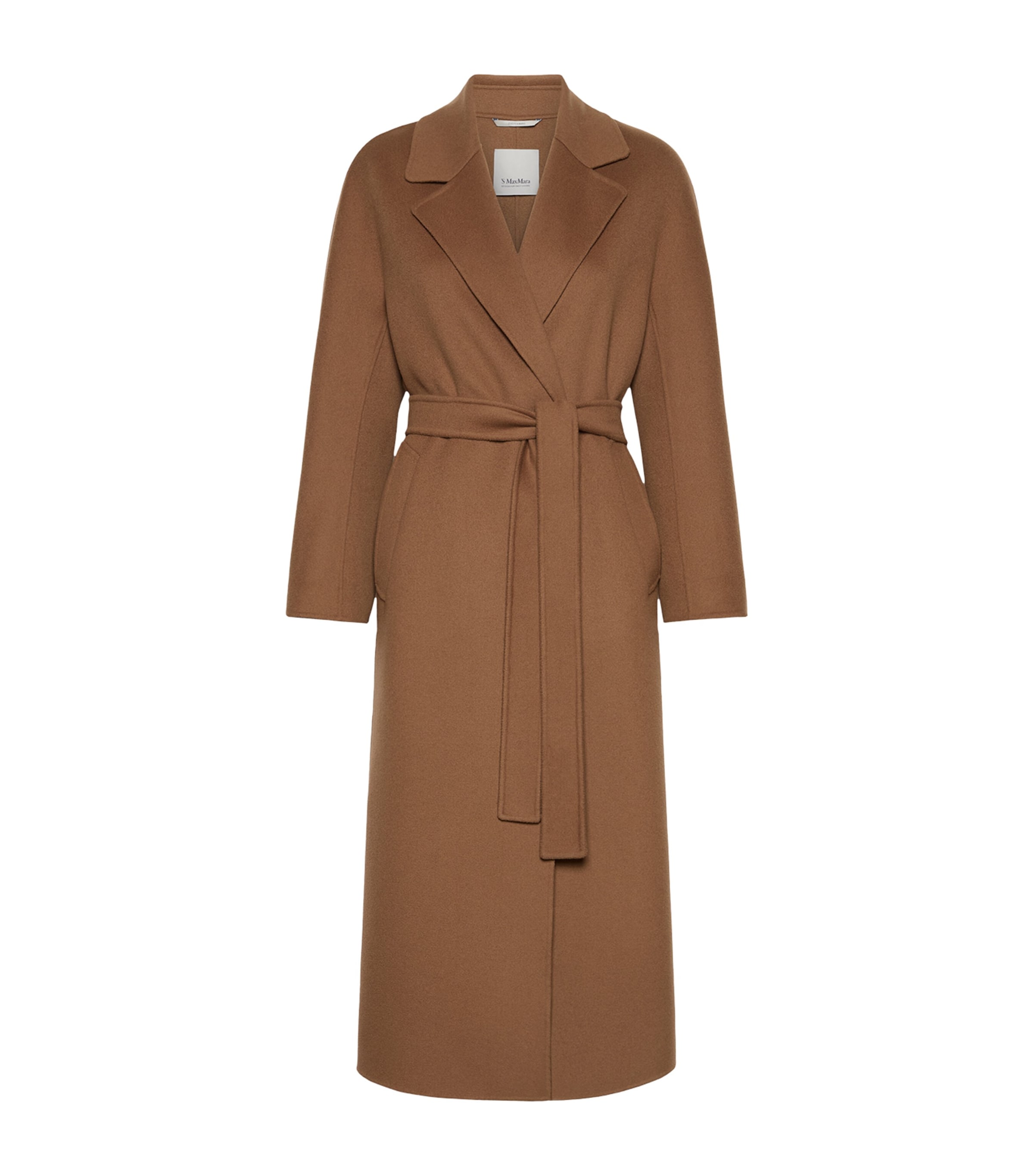 Max Mara Womens Virgin Wool Wrap Coat Hazelnut Brown Image 1