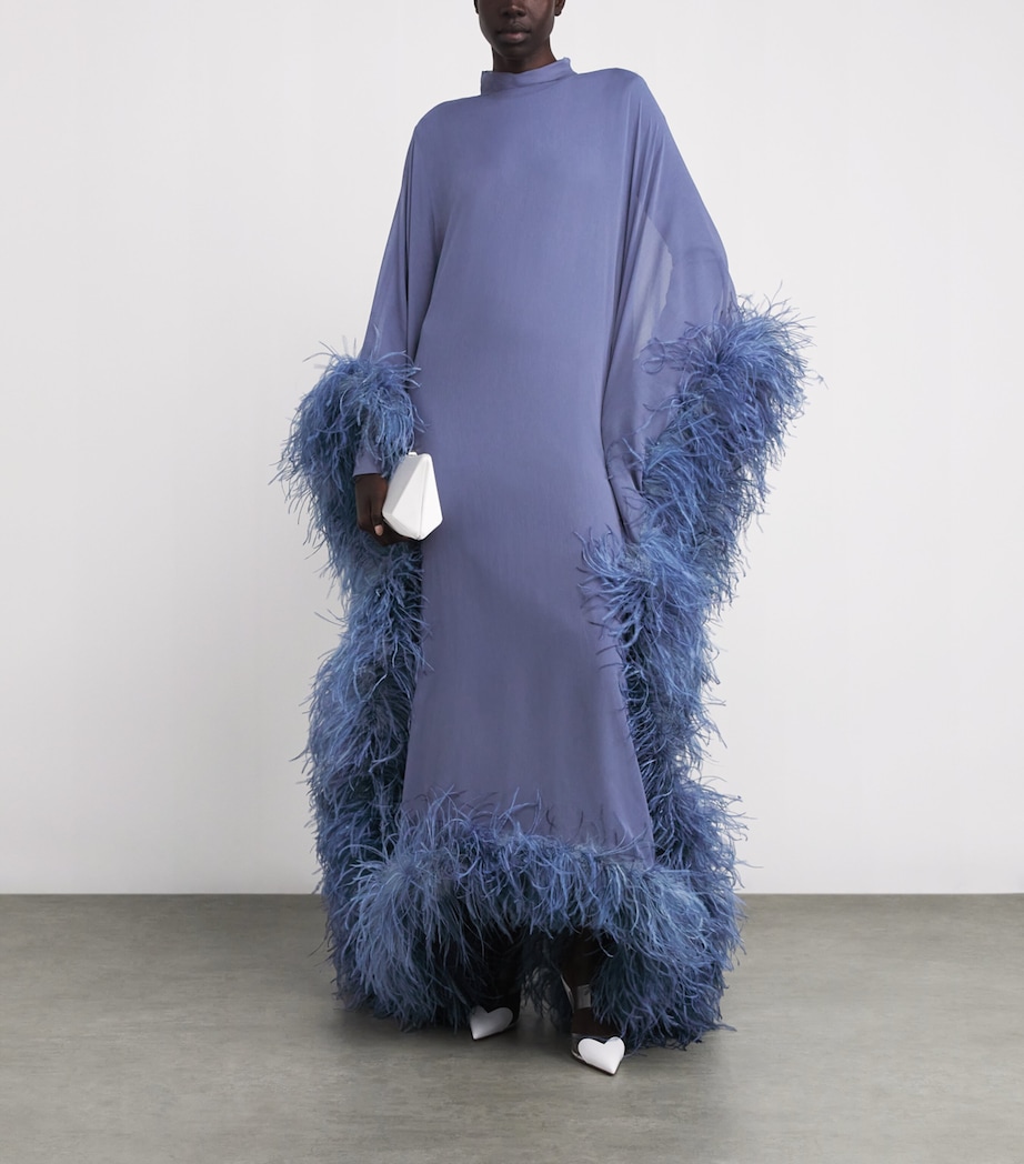 Taller Marmo Womens Silk Casta Diva Royale Kaftan Maxi Dress Smoke Blue Image 2