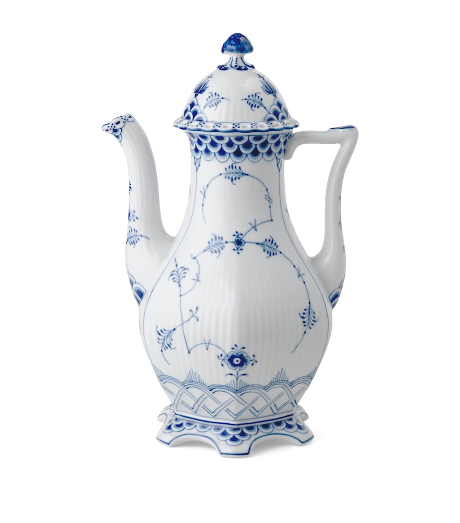 Royal Copenhagen Blue Fluted Full Lace Coffee Pot (1.5L) Blue Image 1