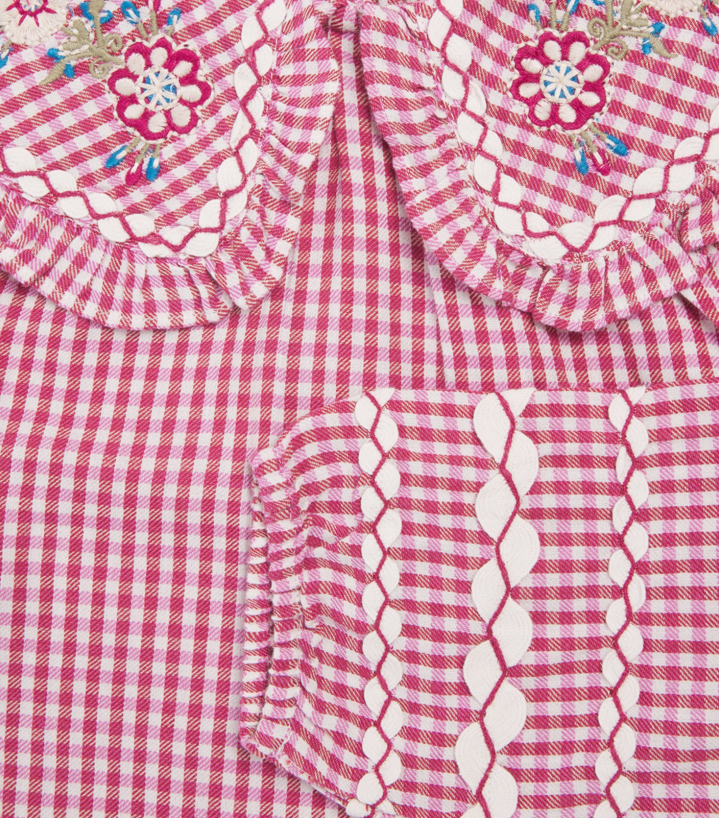 Louise Misha Organic Cotton Check Clea Blouse (4-12 Years) Rasp Checks Image 2