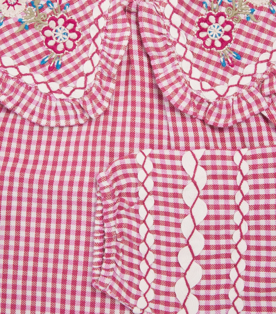 Louise Misha Organic Cotton Check Clea Blouse (4-12 Years) Rasp Checks Image 2
