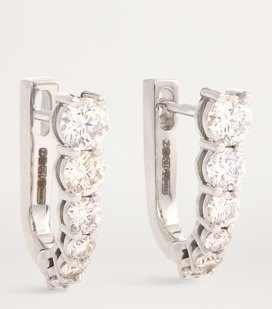 White Gold and Diamond Aria U Huggie Earrings WHITE GOLD Image 3