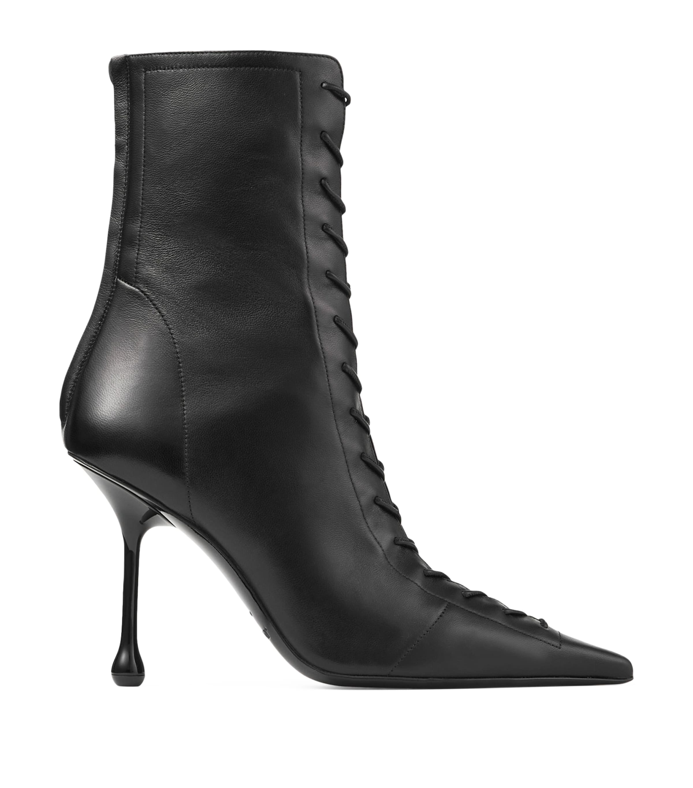 Jimmy Choo Scarlett 95 Leather Lace-up Boots In Black