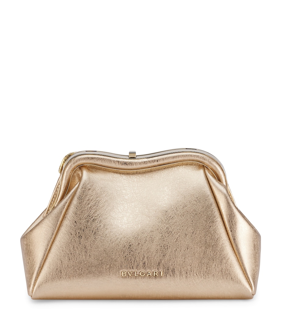 Small Leather Serpentine Clutch Bag GOLD Image 1