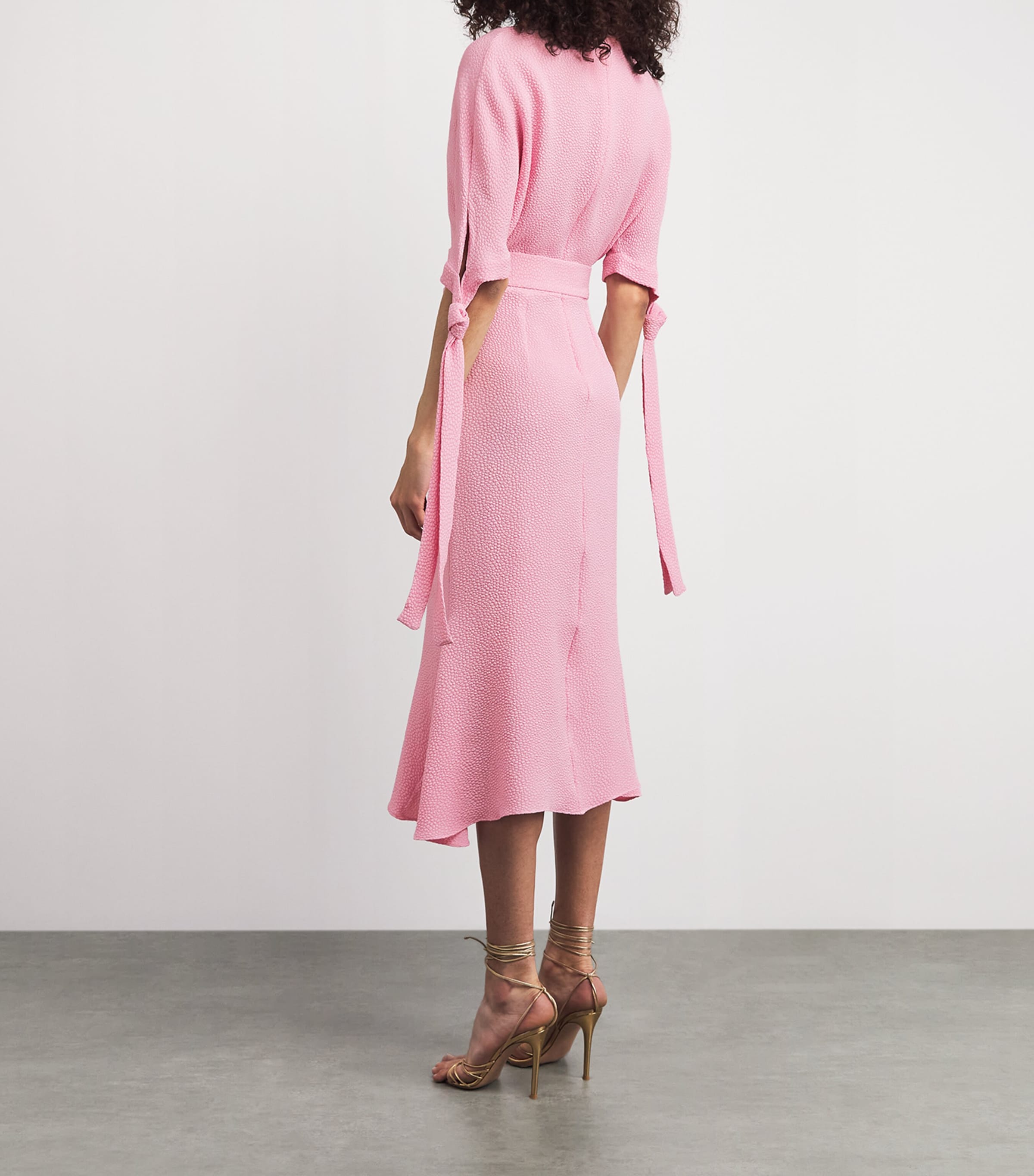 Edeline Lee Womens Bubble Jacquard Pedernal Midi Dress Pink Image 4