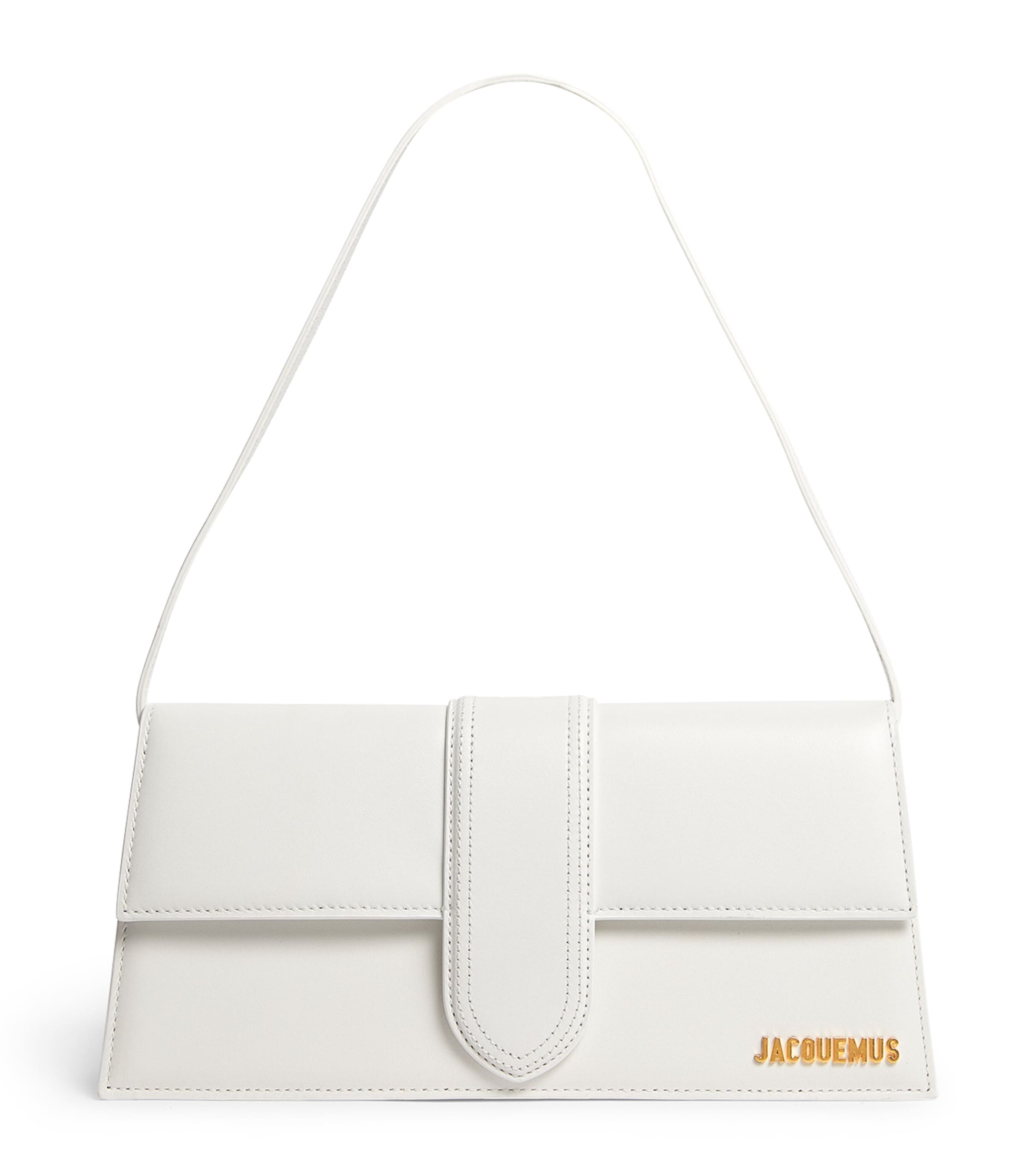 Jacquemus Leather Le Bambino Long Shoulder Bag In White