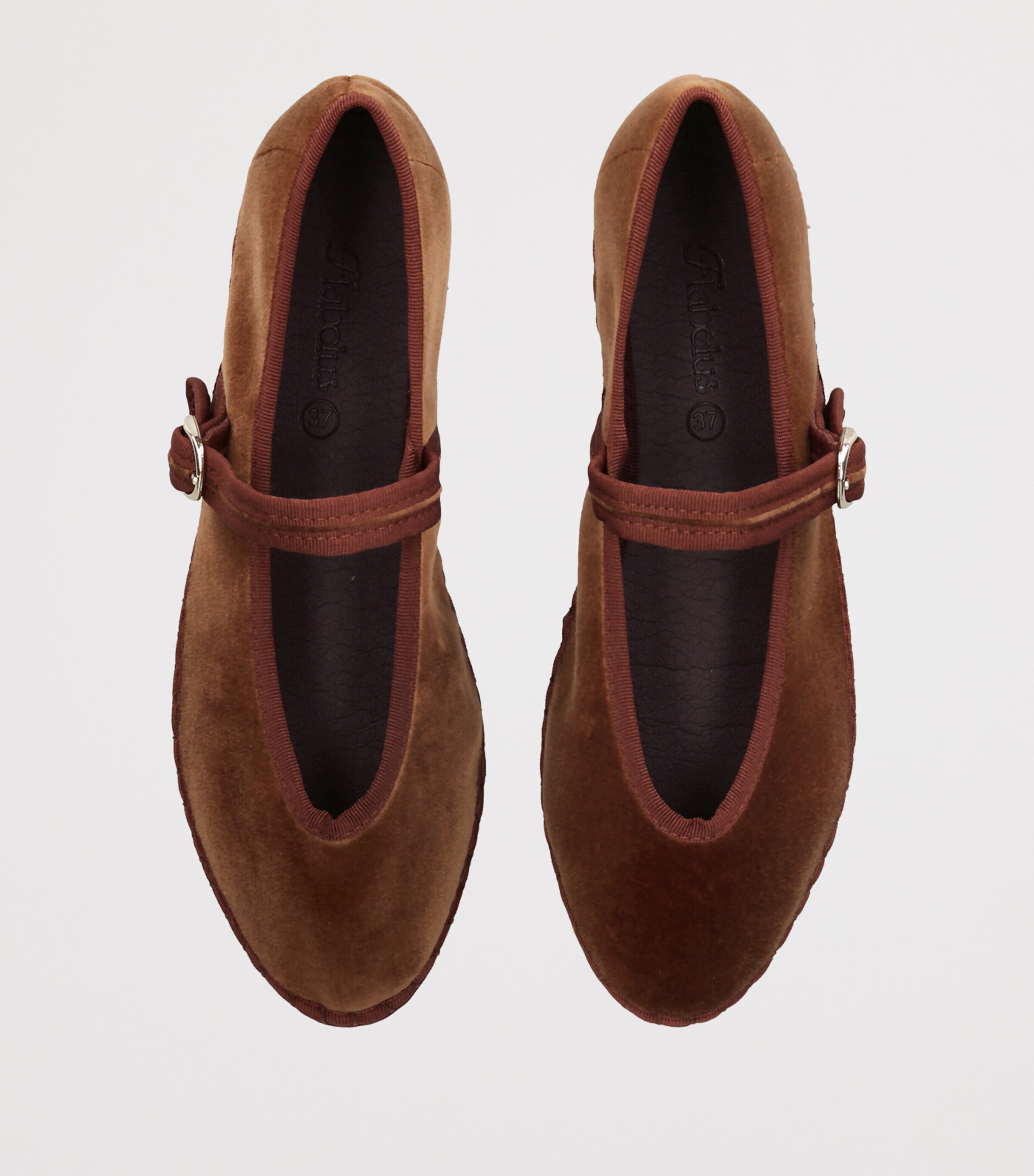 Flabelus Velvet Pierre Mary Janes Brown Image 4