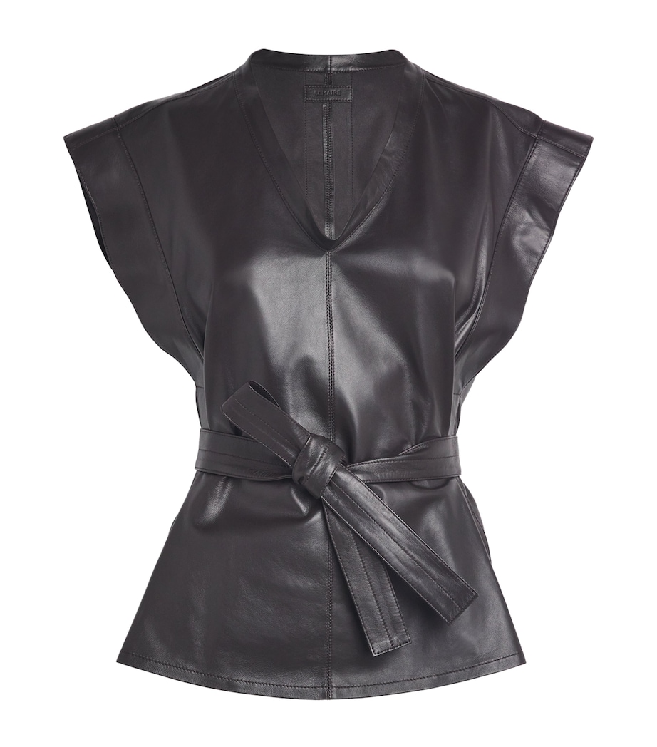 Lemaire Womens Leather Belted Top Dark Chocolate Image 1