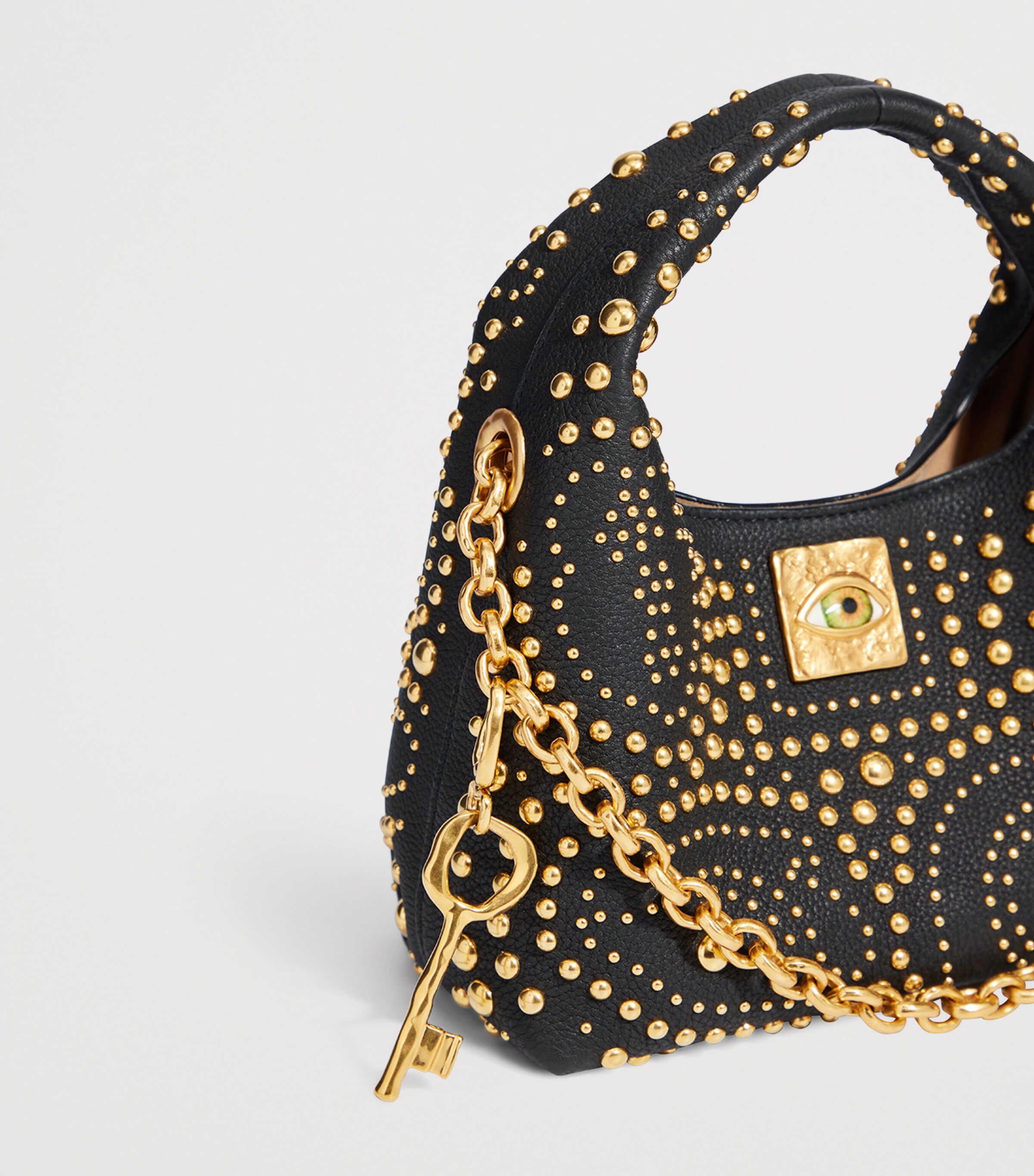 Mini Calfskin Studded Soufflé Shoulder Bag 023 GOLD/BLACK Image 6