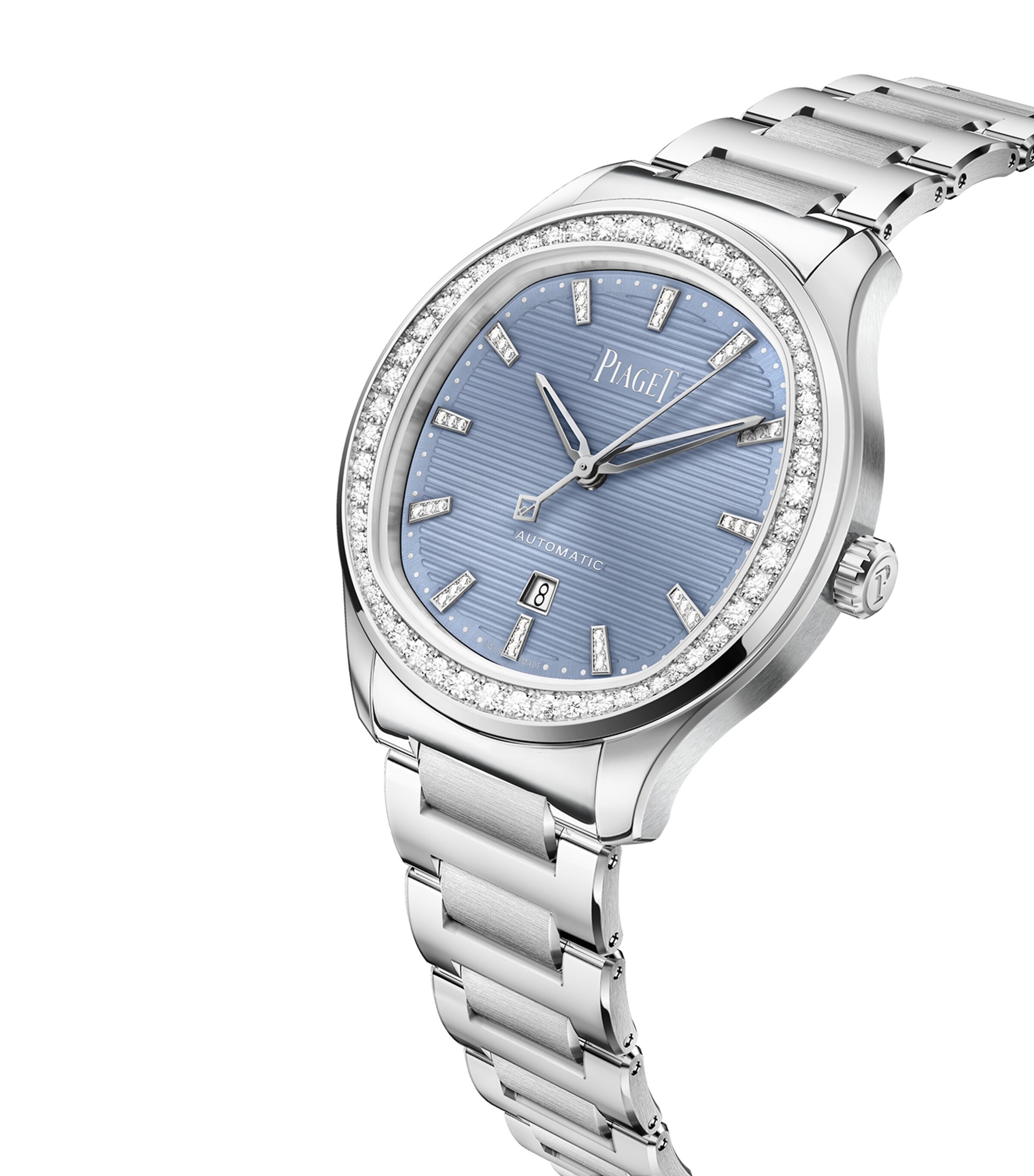 Stainless Steel and Diamond Polo Date Watch 36mm CADRAN BLEU Image 5