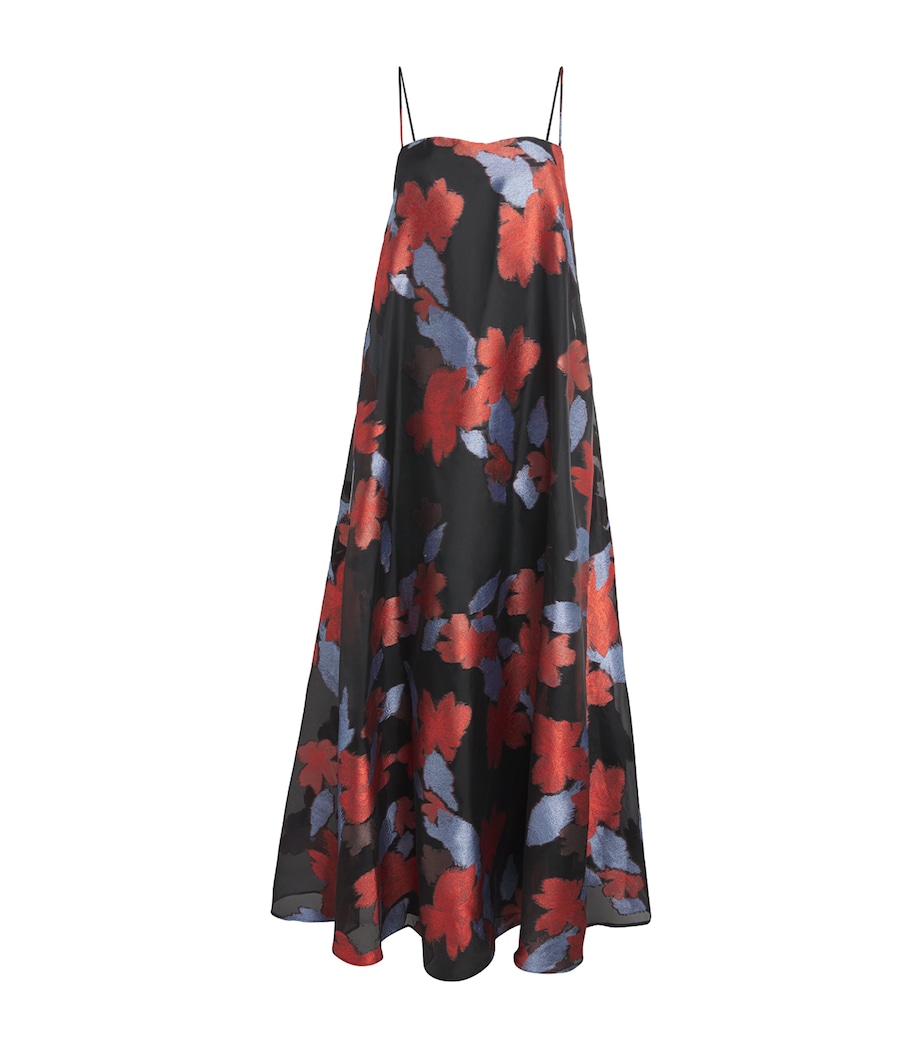 STAUD Womens Satin Organza Delfina Maxi Dress Ntgr Night Garden Image 1