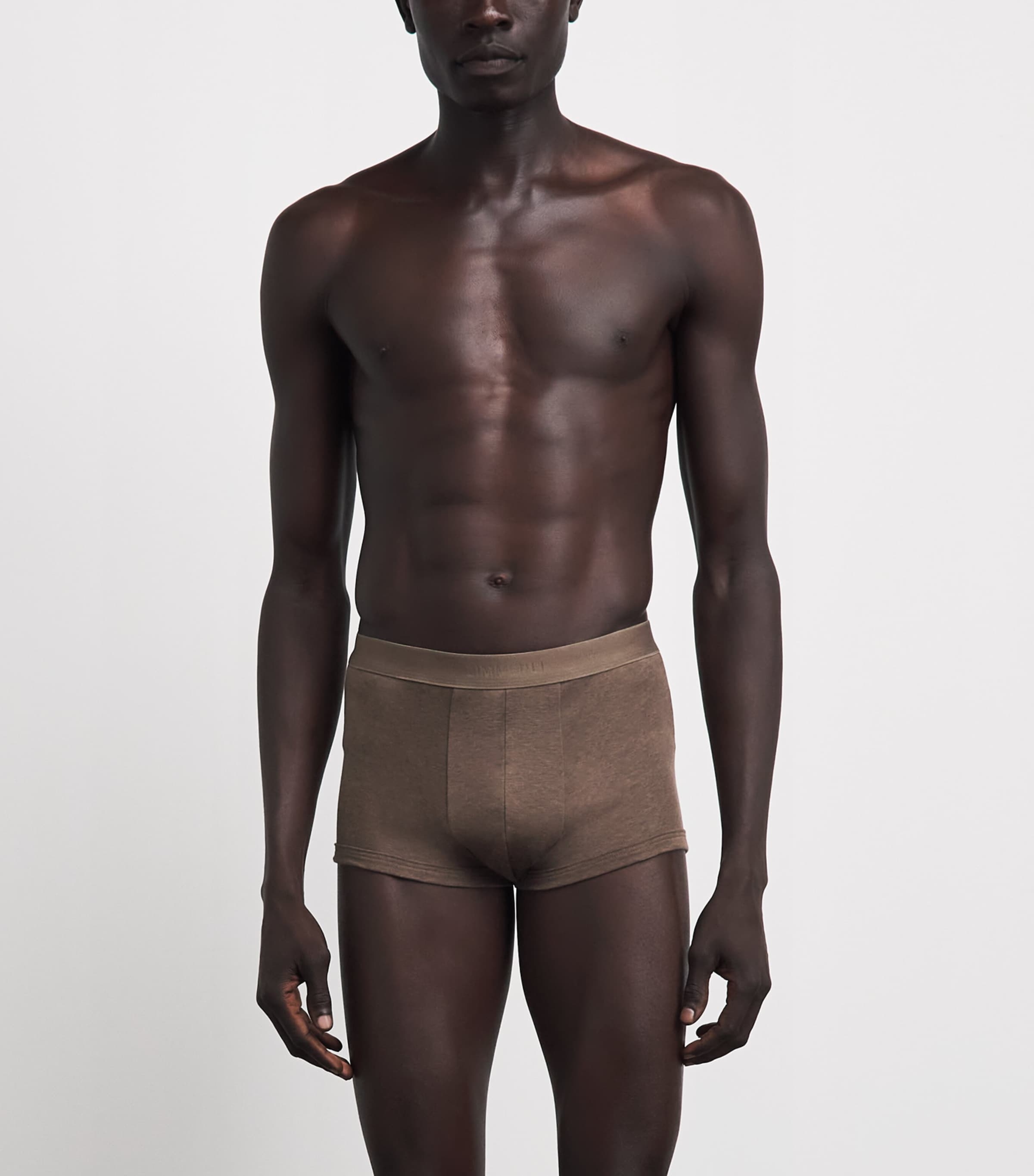 Zimmerli Mens Sea Island Cotton Boxer Briefs Brown Melange Image 2