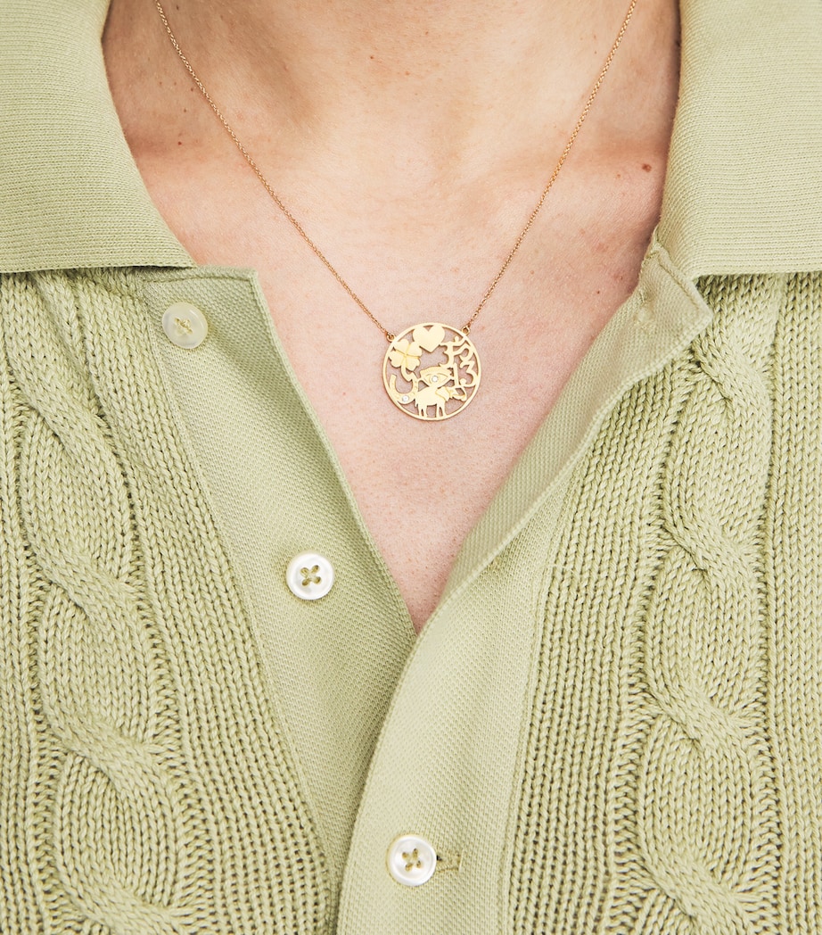Jennifer Meyer Yellow Gold and Diamond Good Luck Necklace Yellow Gold Image 2