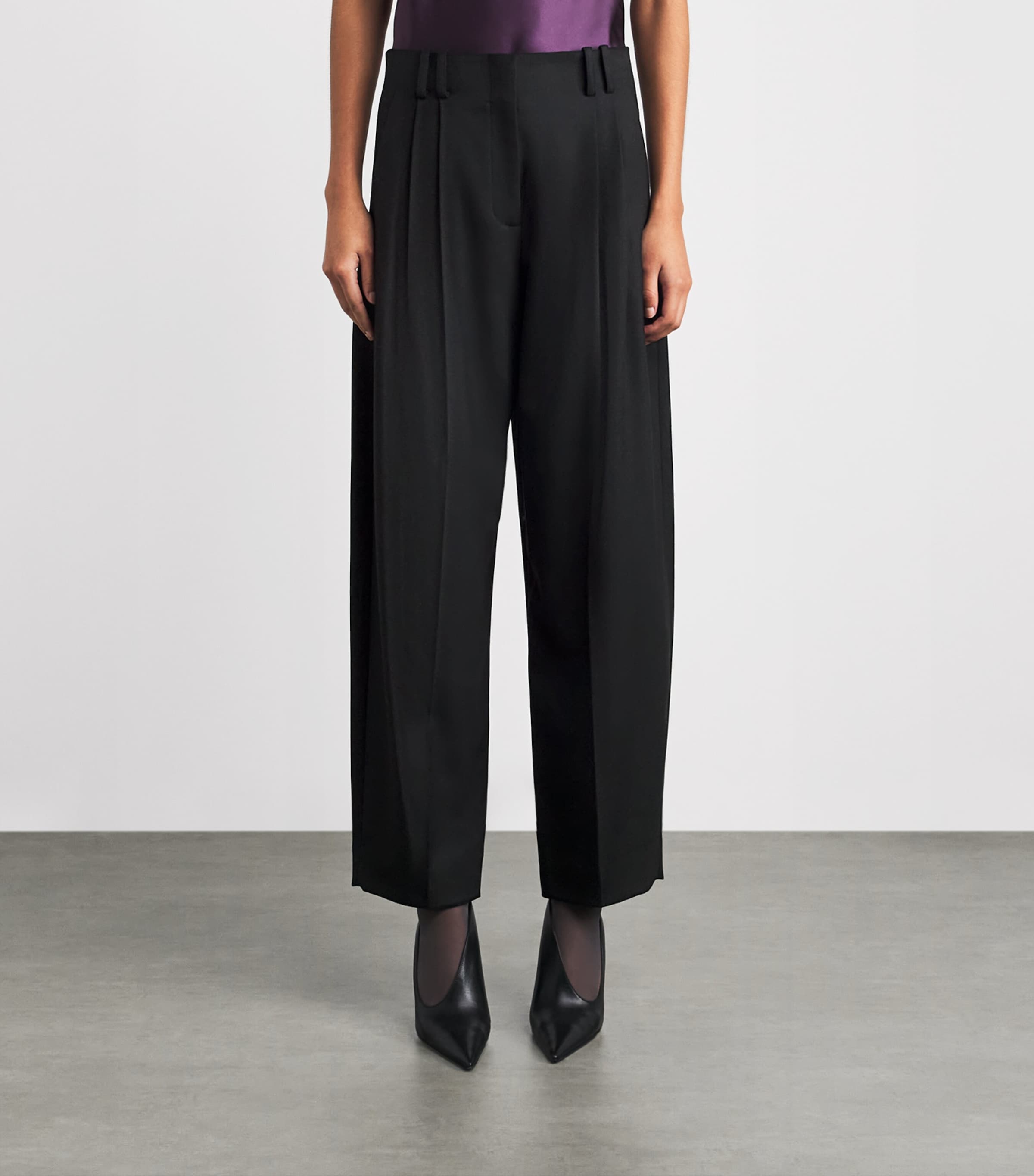 Veronica Beard Womens Whitlock Barrel Trousers Black Image 4
