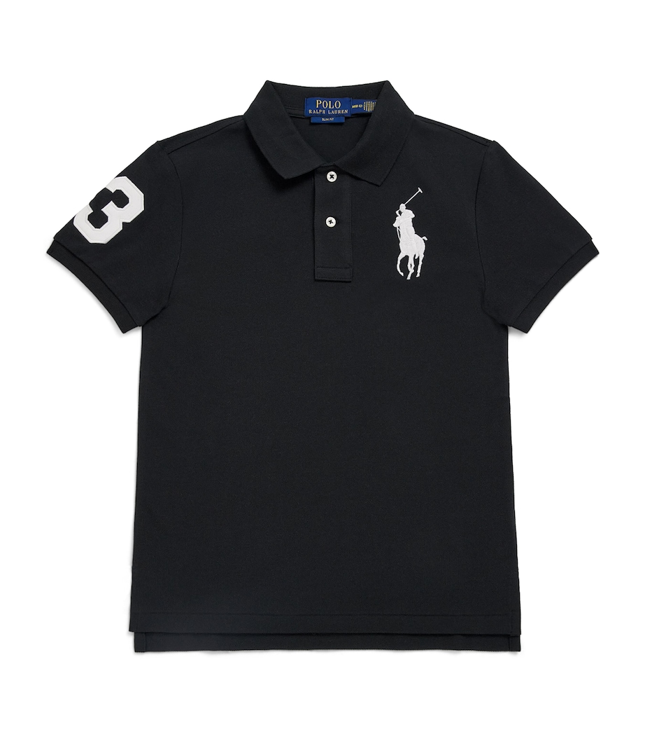 Cotton Big Polo Pony Polo Shirt (6-14 Years) POLO BLACK/C1730 Image 1