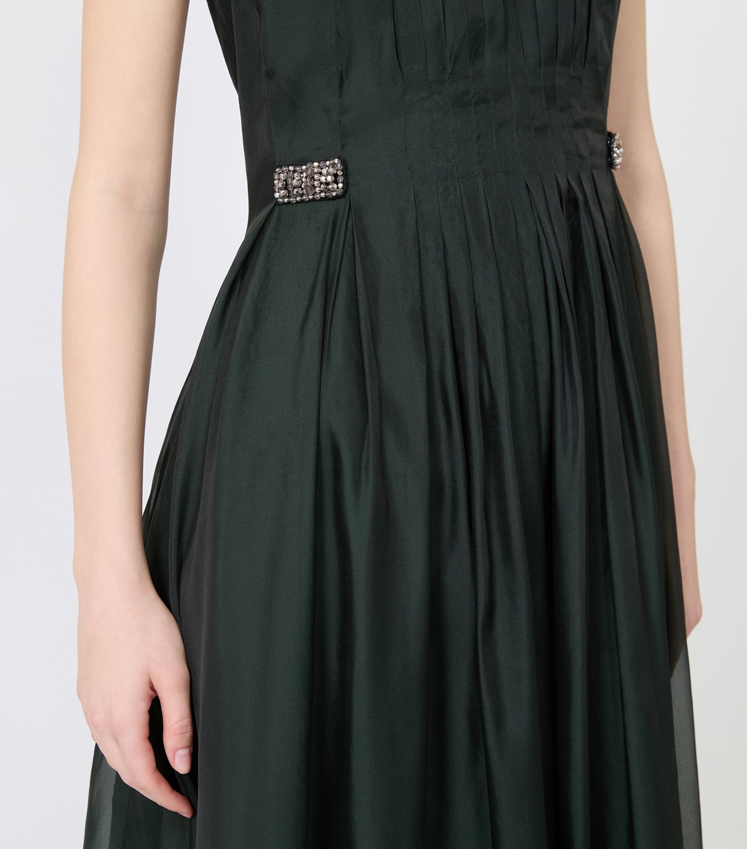 Max Mara Womens Silk-Blend Organza Fit-And-Flare Maxi Dress Moss Green Image 5
