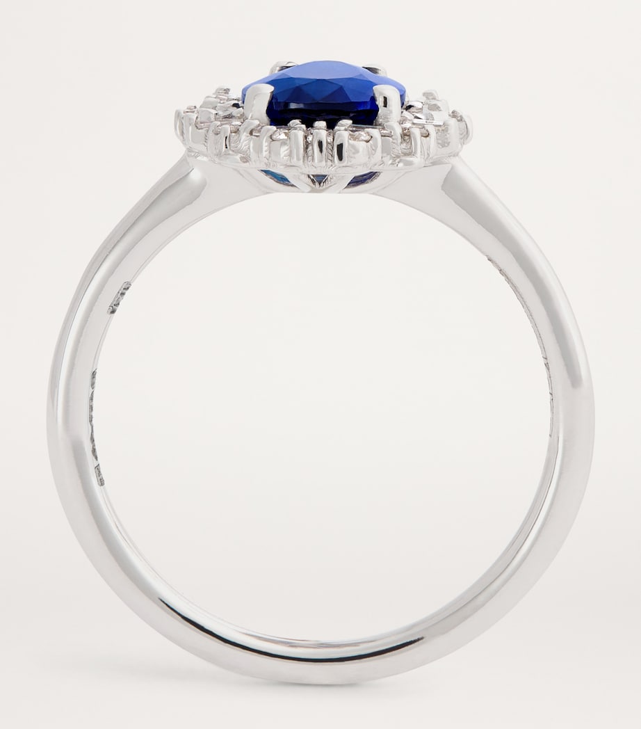 White Gold, Sapphire and Diamond One of a Kind Teardrop Ring (Size 6.75) 18K WG/BS Image 3