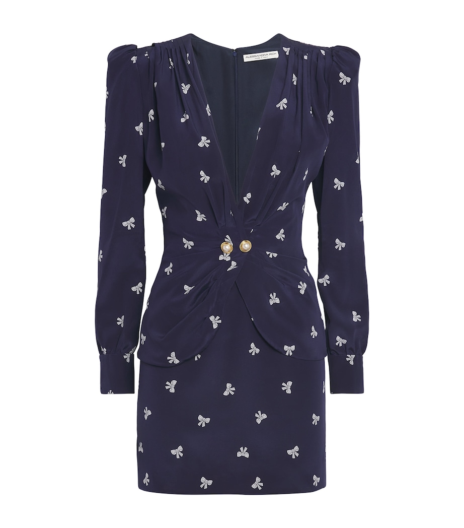 Silk Bow Mini Dress 1844 NAVY BLUE-WHITE Image 1