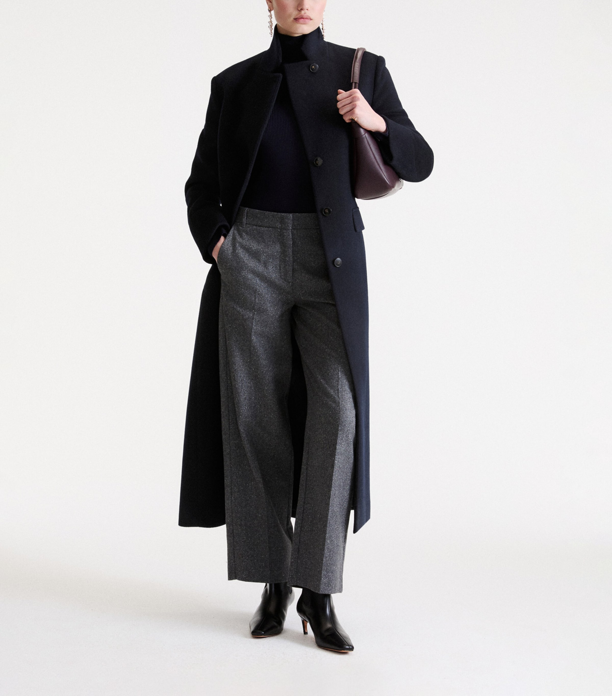 Marella Womens Virgin Wool Wrap Coat Navy Image 2