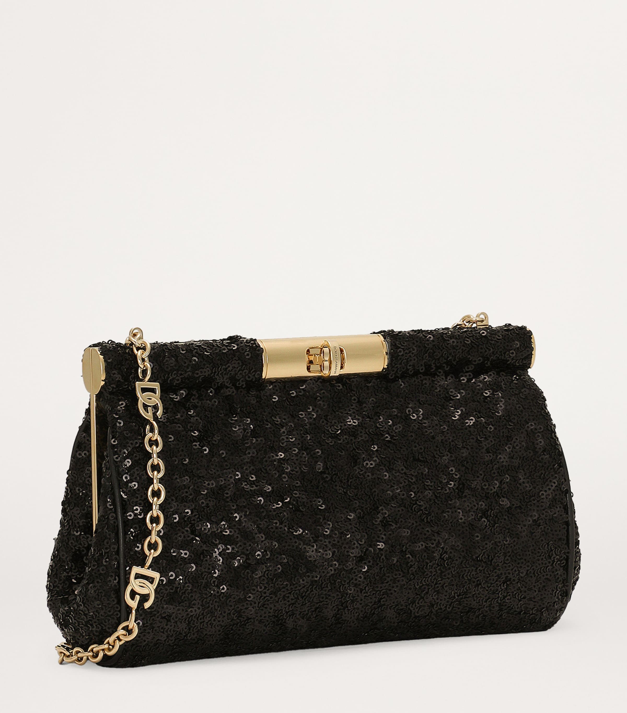Medium Sequin-Detail Marlene Shoulder Bag 80999-BLACK Image 5