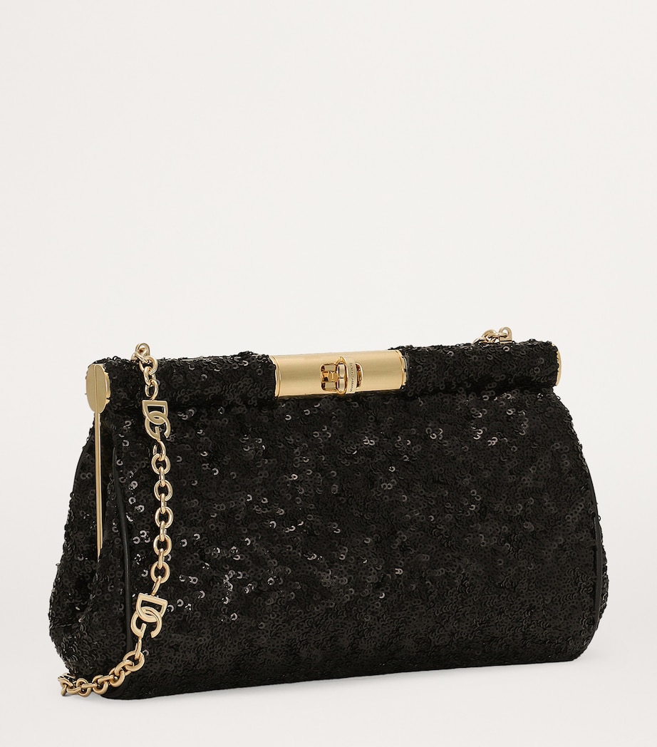 Medium Sequin-Detail Marlene Shoulder Bag 80999-BLACK Image 5