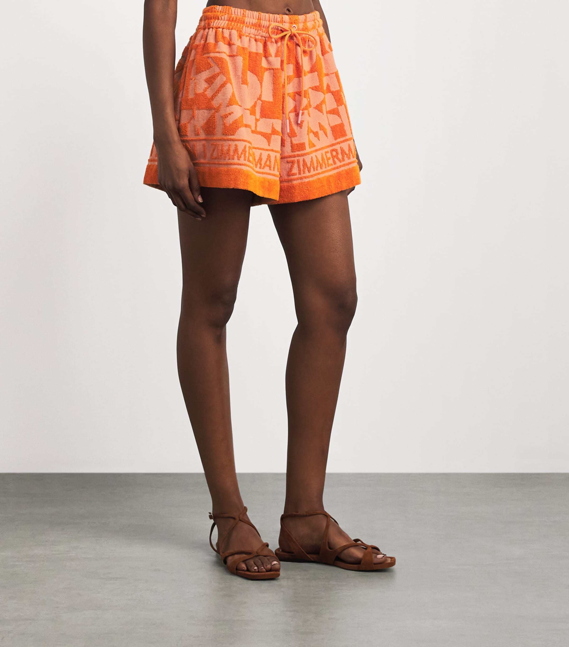 Zimmermann Womens Terry Solstice Shorts Orange Pink Image 4