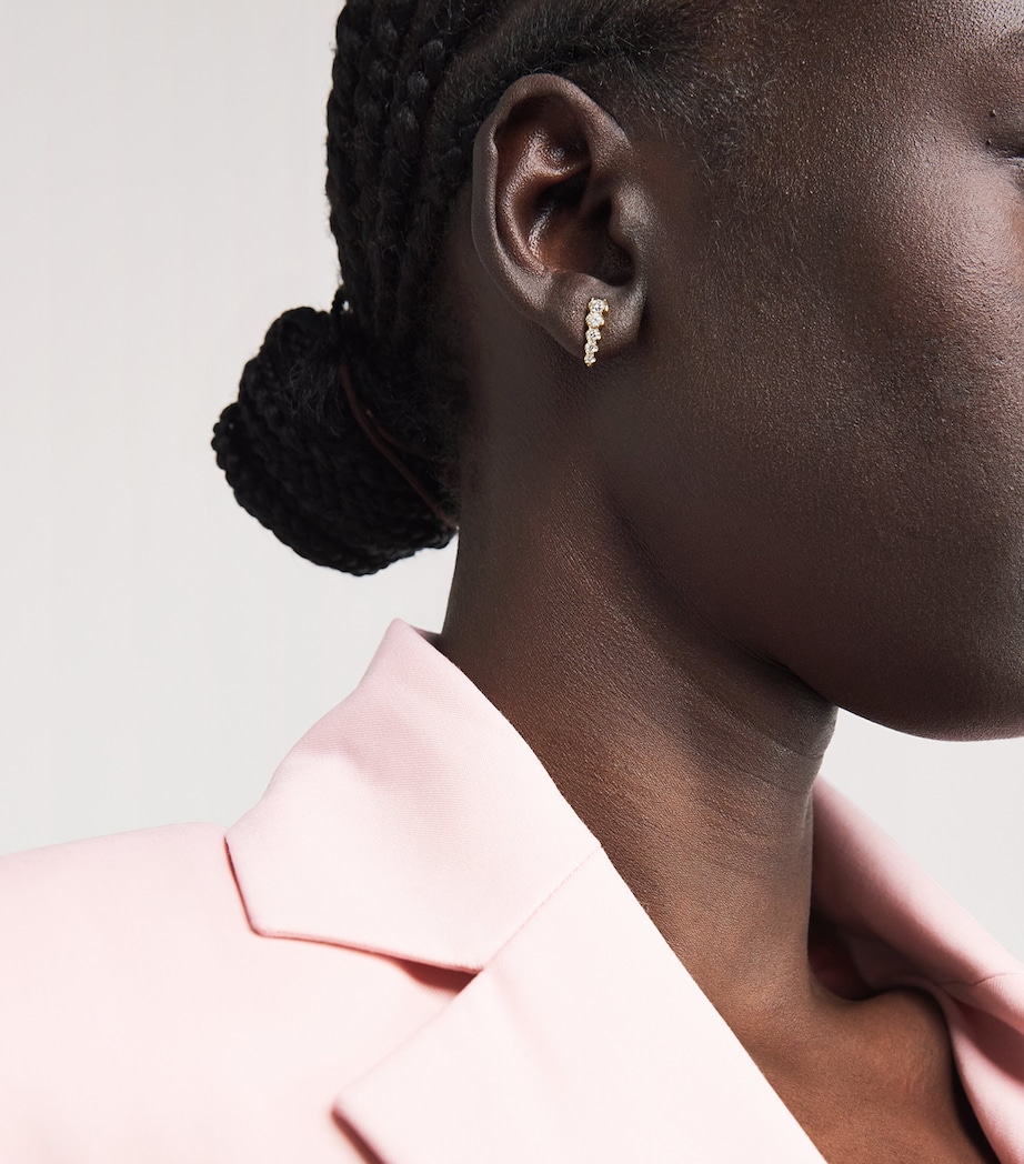 Large Yellow Gold and Diamond Edith Stud Earrings YELLOW GOLD Image 2