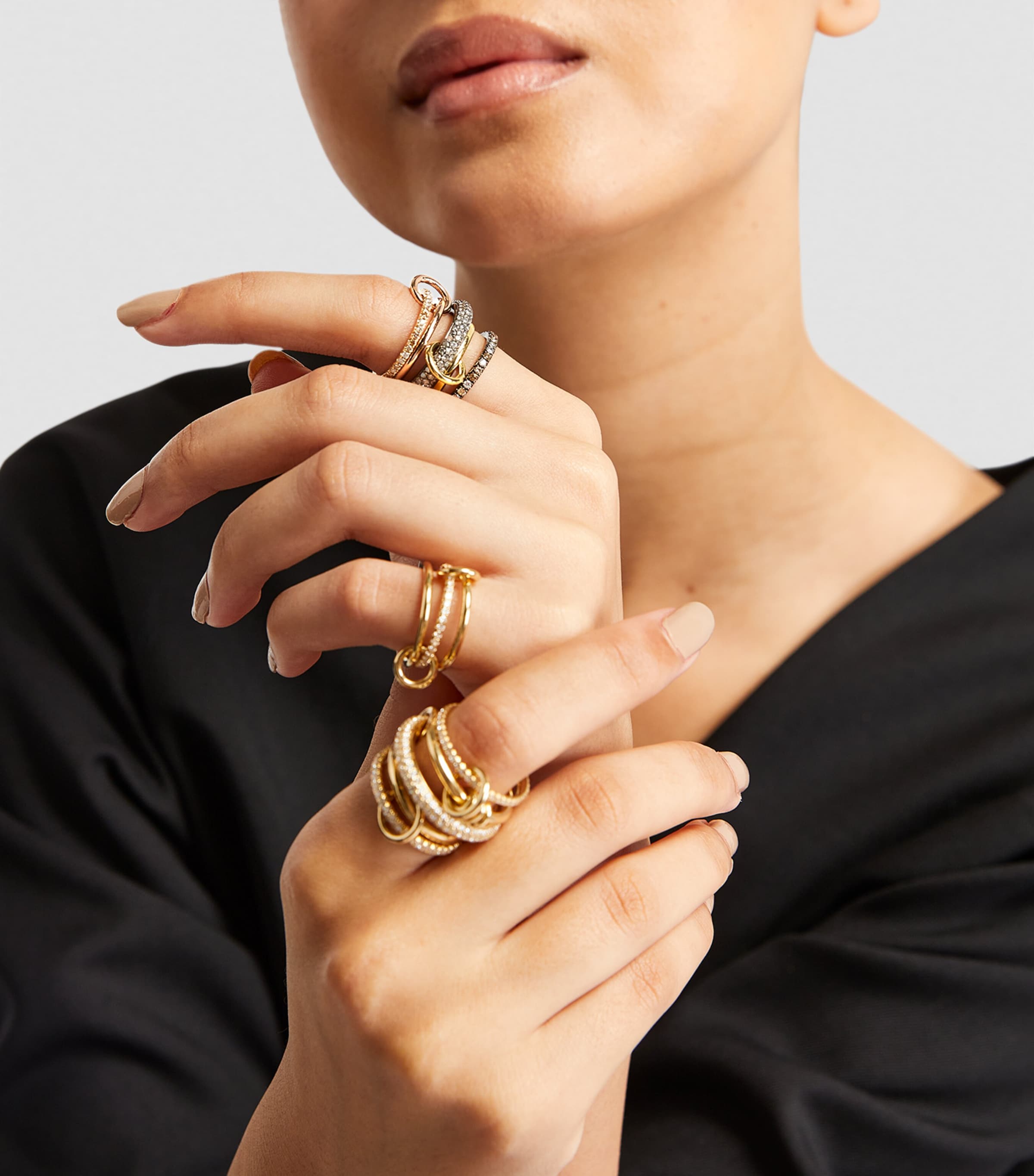 Mixed Gold, Black Rhodium-Plated Silver and Diamond Leo Ring (Size 6.5) MULTI Image 4