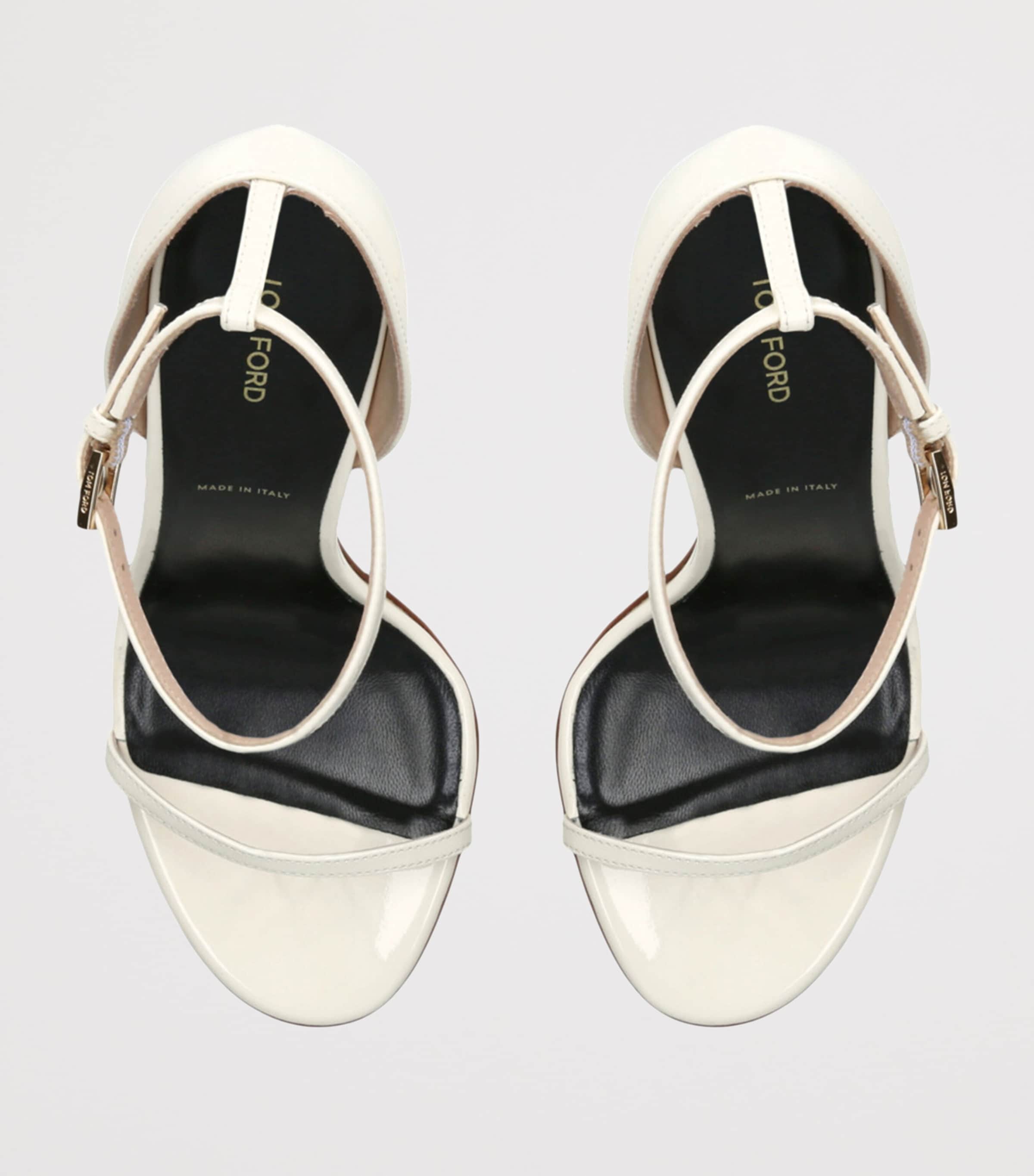 TOM FORD Patent Leather Vertigo Heeled Sandals 105 Bone Image 4