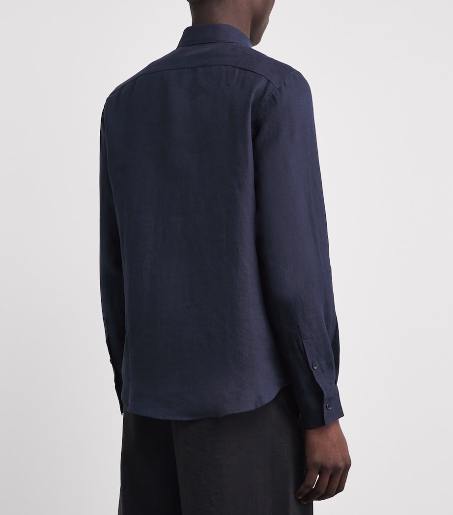 Sandro Paris Mens Linen Shirt Navy Blue Image 5