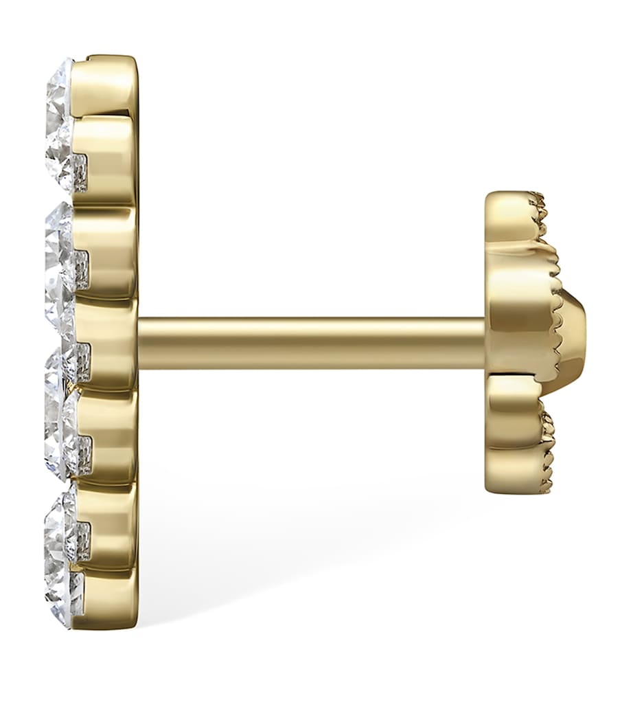 Yellow Gold Invisible Set Diamond Apsara Bar Threaded Stud Earring (11mm) YELLOW GOLD Image 4