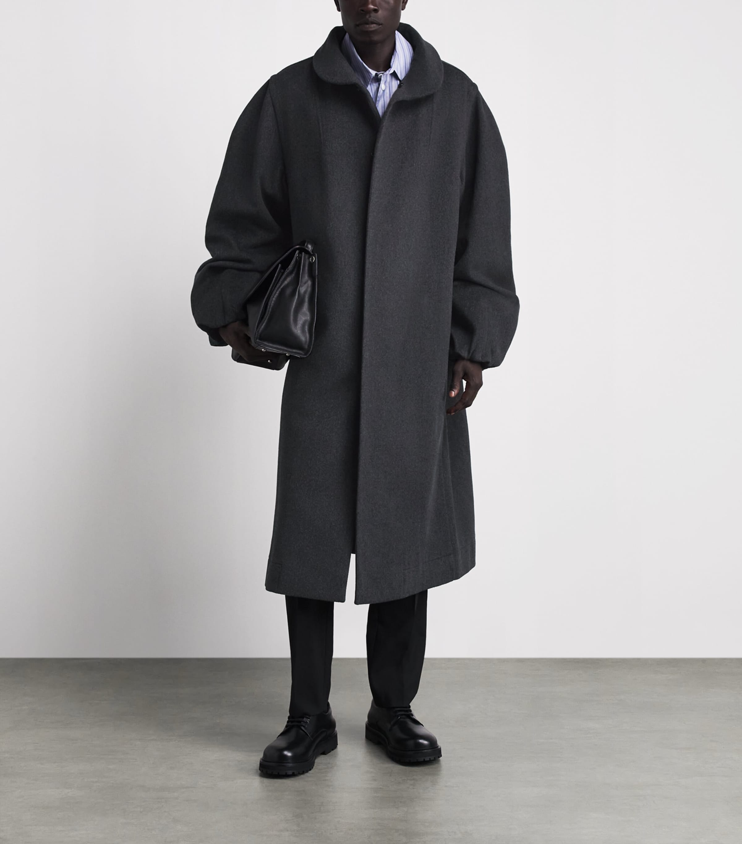 Vivienne Westwood Mens Wool-Cashmere Menzel Coat Dark Grey Melange Image 2