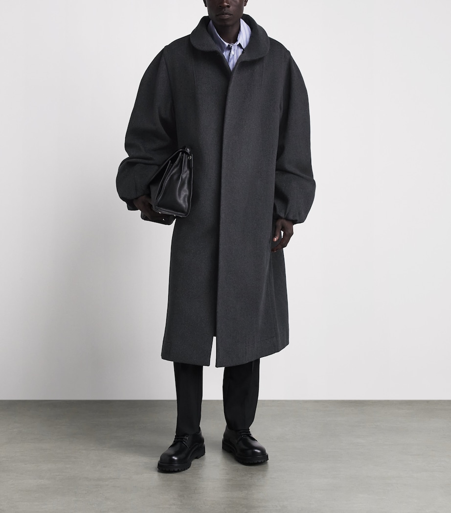 Vivienne Westwood Mens Wool-Cashmere Menzel Coat Dark Grey Melange Image 2