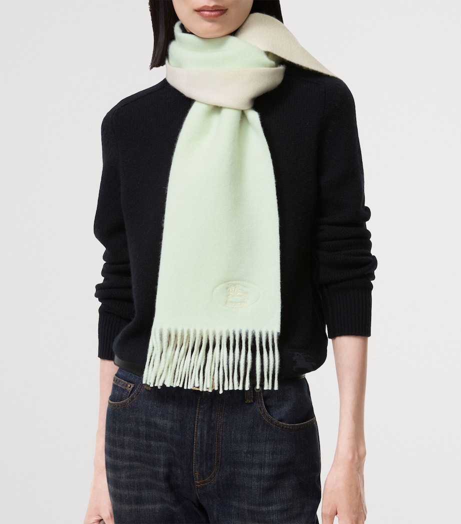 Burberry Cashmere Reversible Knight Scarf Mint/pebble Image 2