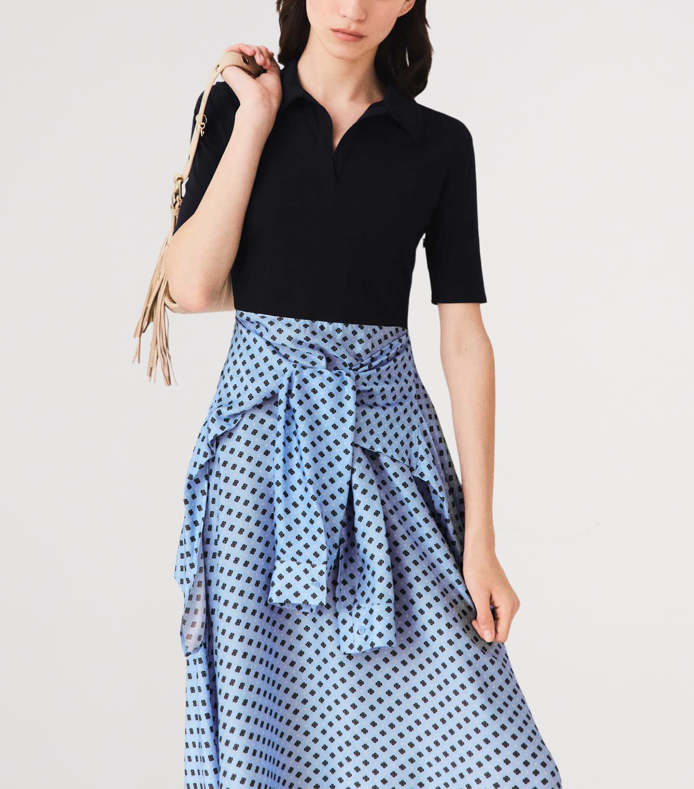 Maje Womens Printed Midi Shirt Dress Light Blue Image 6