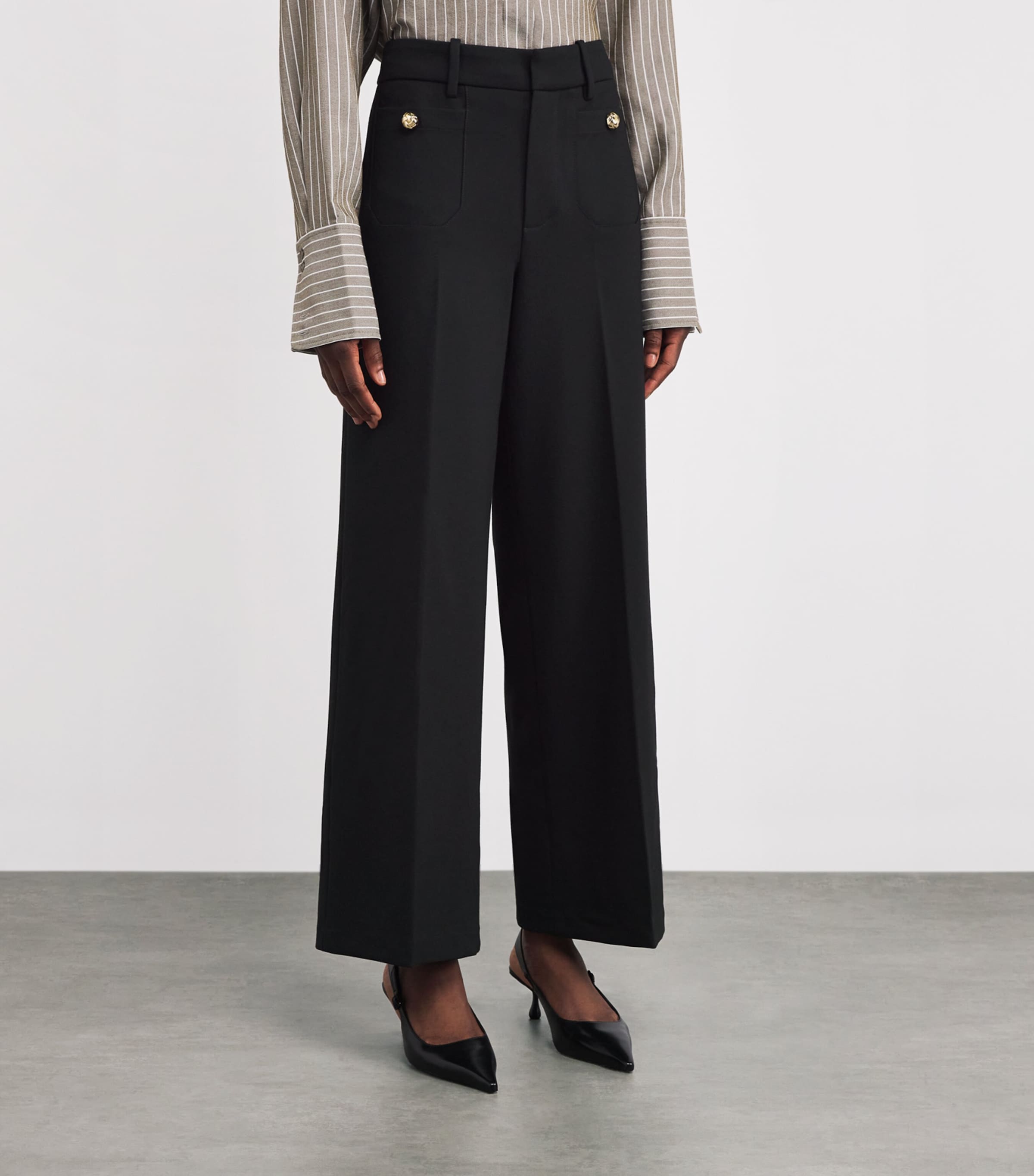 Wide-Leg Palazzo Trousers BLK Image 3