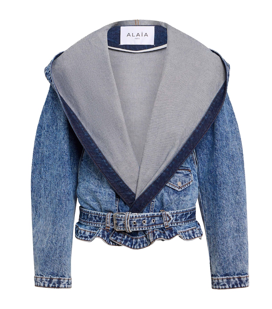 Denim Hooded Biker Jacket BLEU NEIGE Image 1