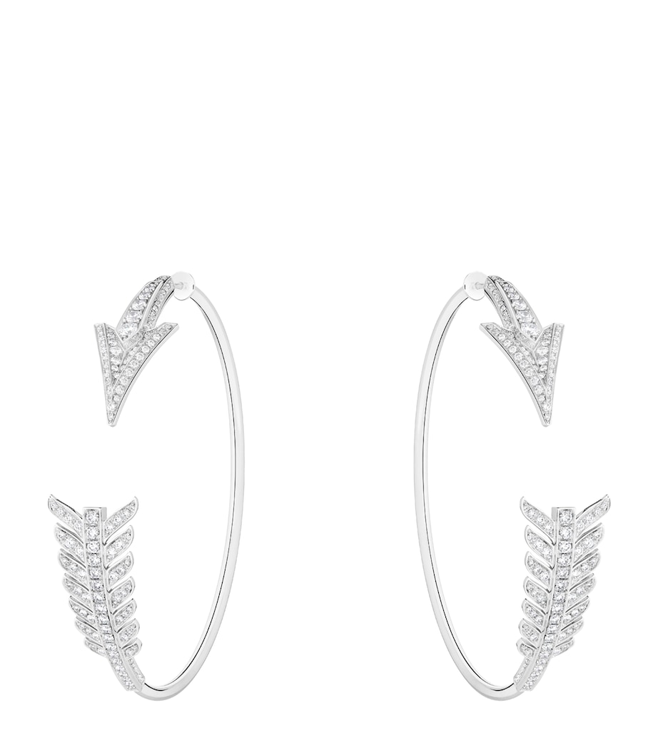 White Gold and Diamond Nature Triomphante Flèche Hoop Earrings WHITE GOLD Image 1