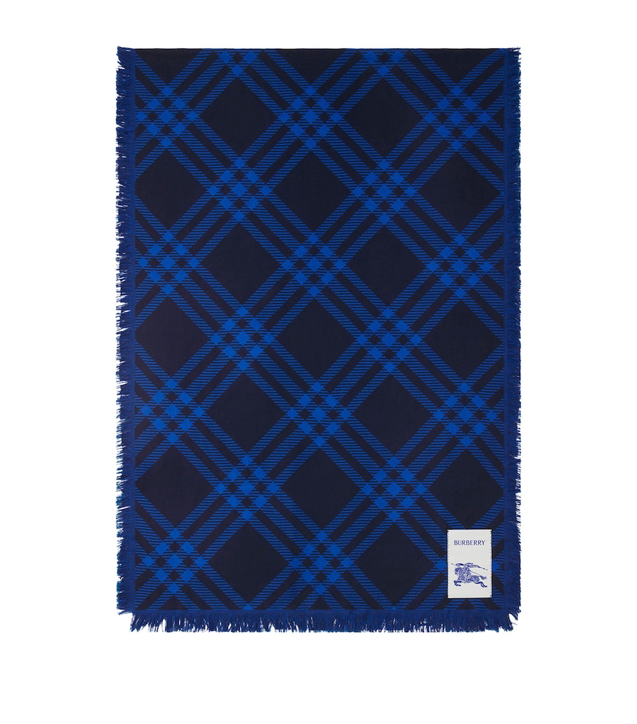Burberry Wool-Silk Wide Check Scarf Ink Blue/blue Image 1