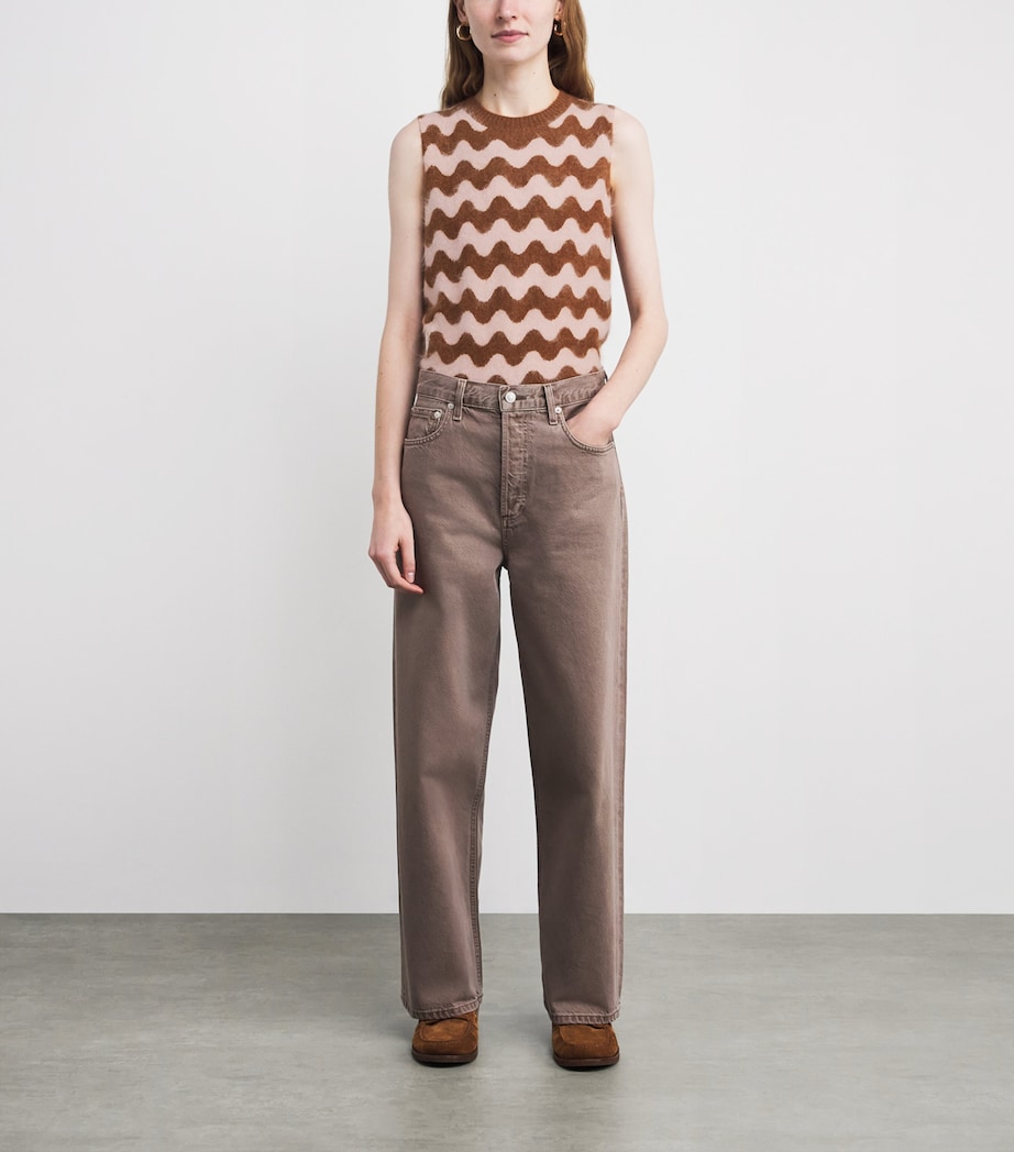 Brushed Cashmere Stripe Sweater Vest CARAMEL/SMOKE PINK Image 2