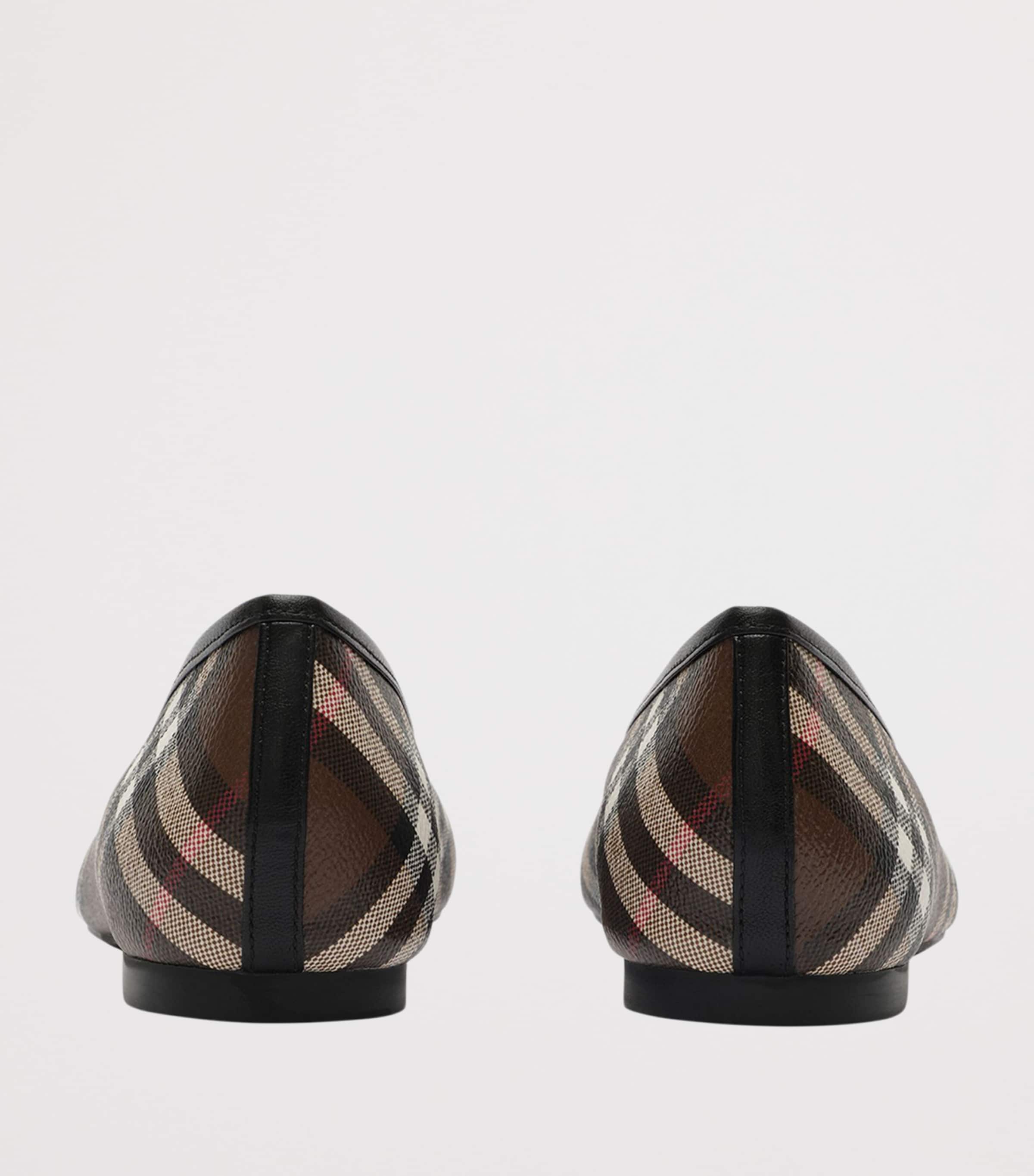 Burberry Check Canvas Highgate Ballet Flats Tobacco Brown Ip Chk Image 3
