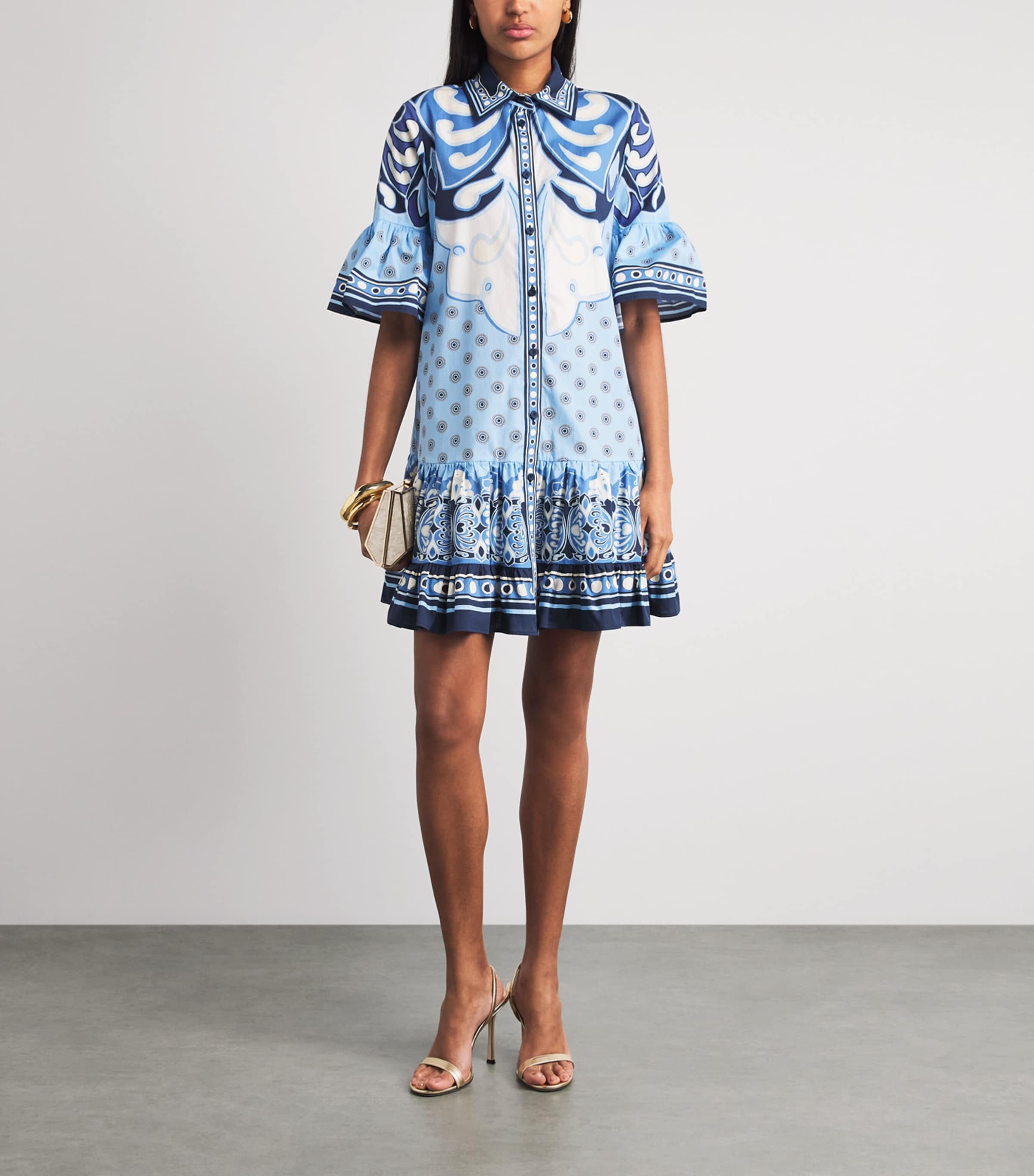 La Doublej Womens Cotton Printed Choux Mini Dress Cocoon Image 2