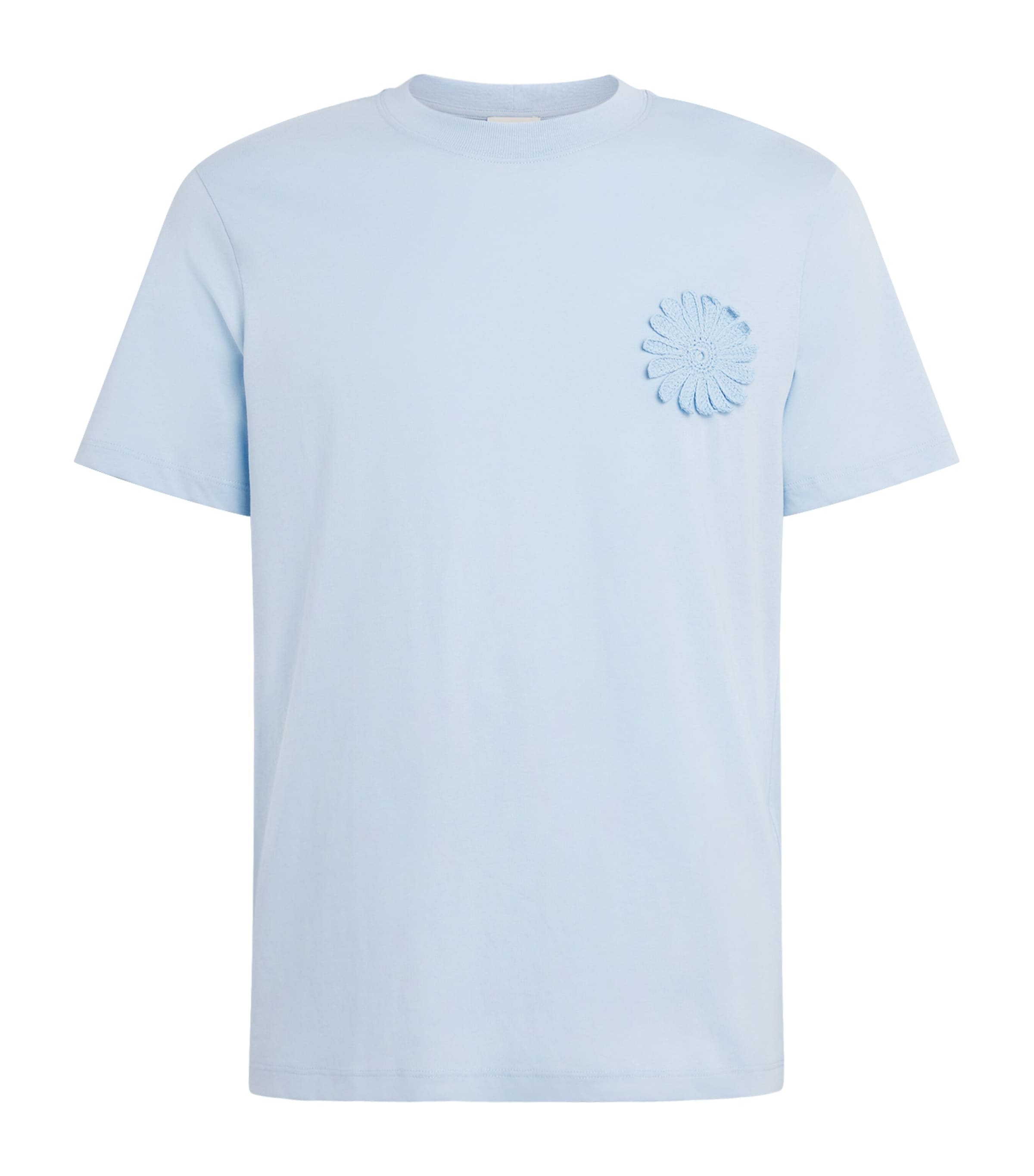 Sandro Paris Mens Cotton Crochet T-Shirt Sky Blue Image 1
