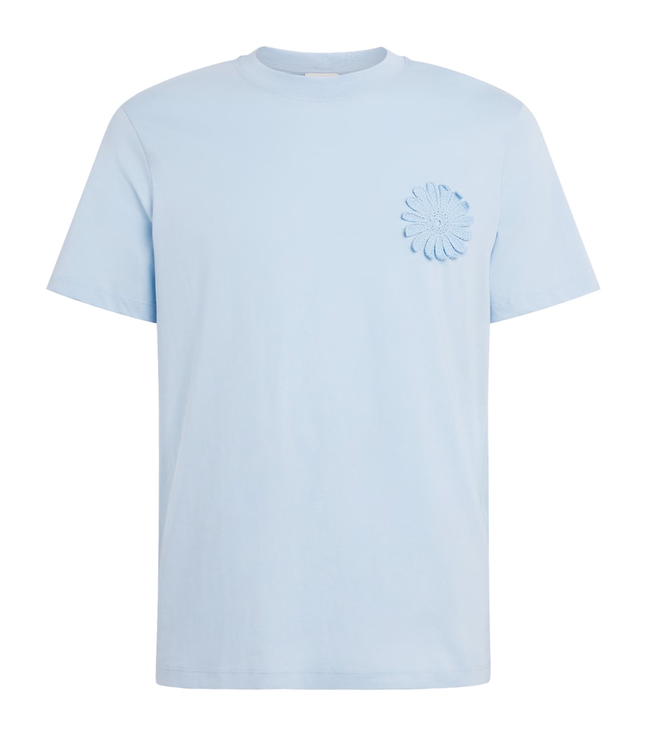 Sandro Paris Mens Cotton Crochet T-Shirt Sky Blue Image 1