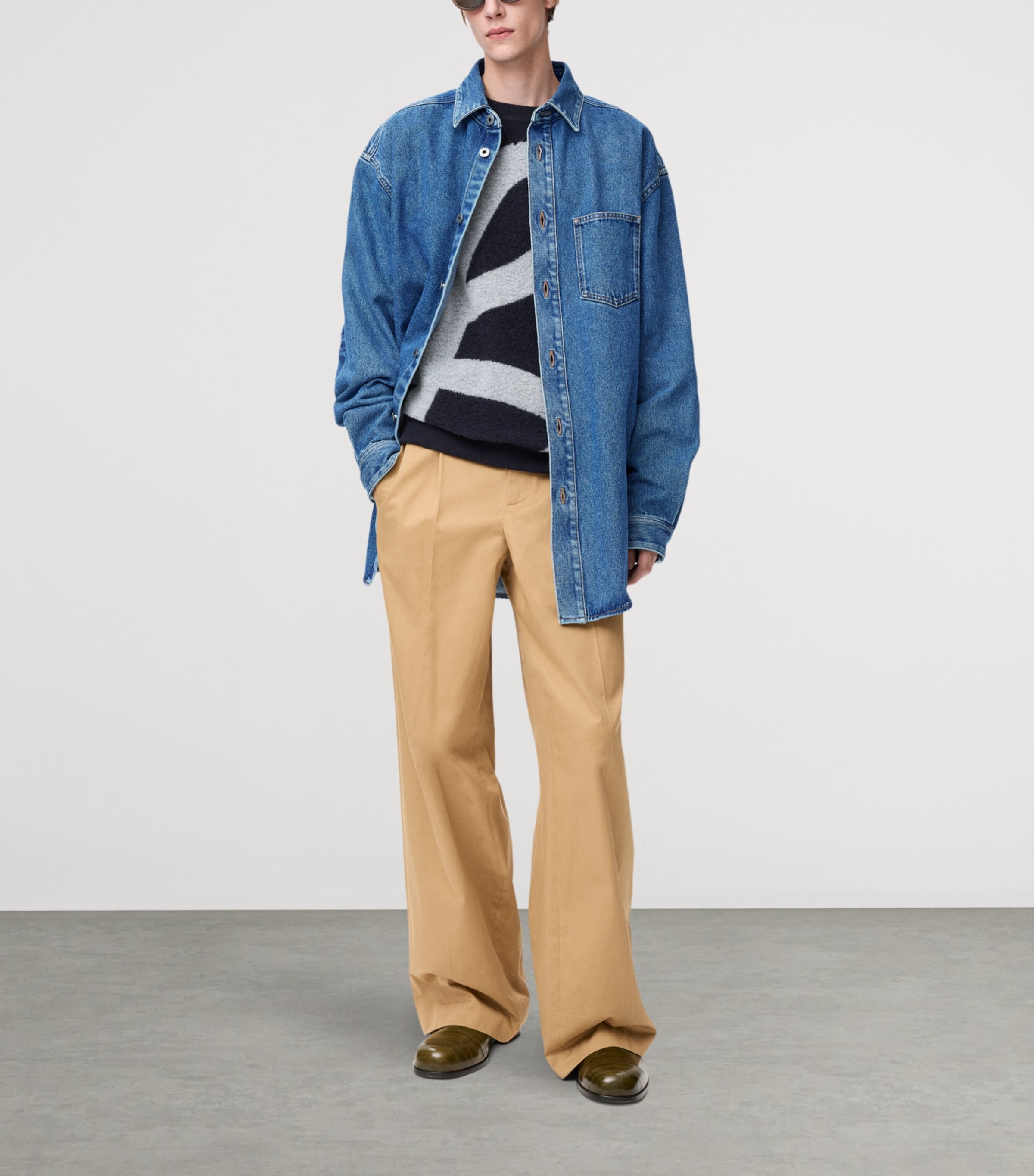 Anagram-Patch Denim Overshirt MID BLUE DENIM Image 2