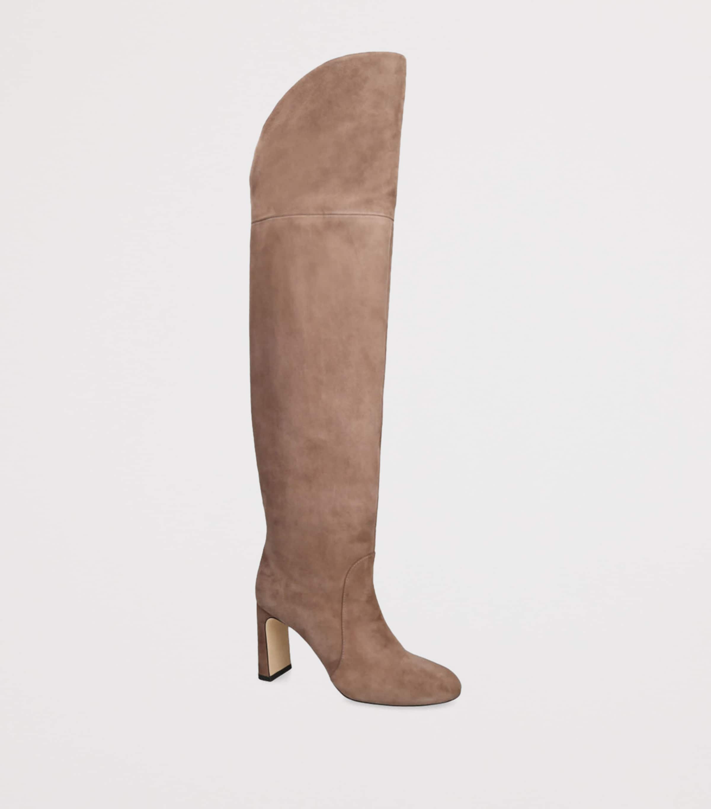 Suede Babette Tubo Over-The-Knee Boots 85 TAUPE Image 3