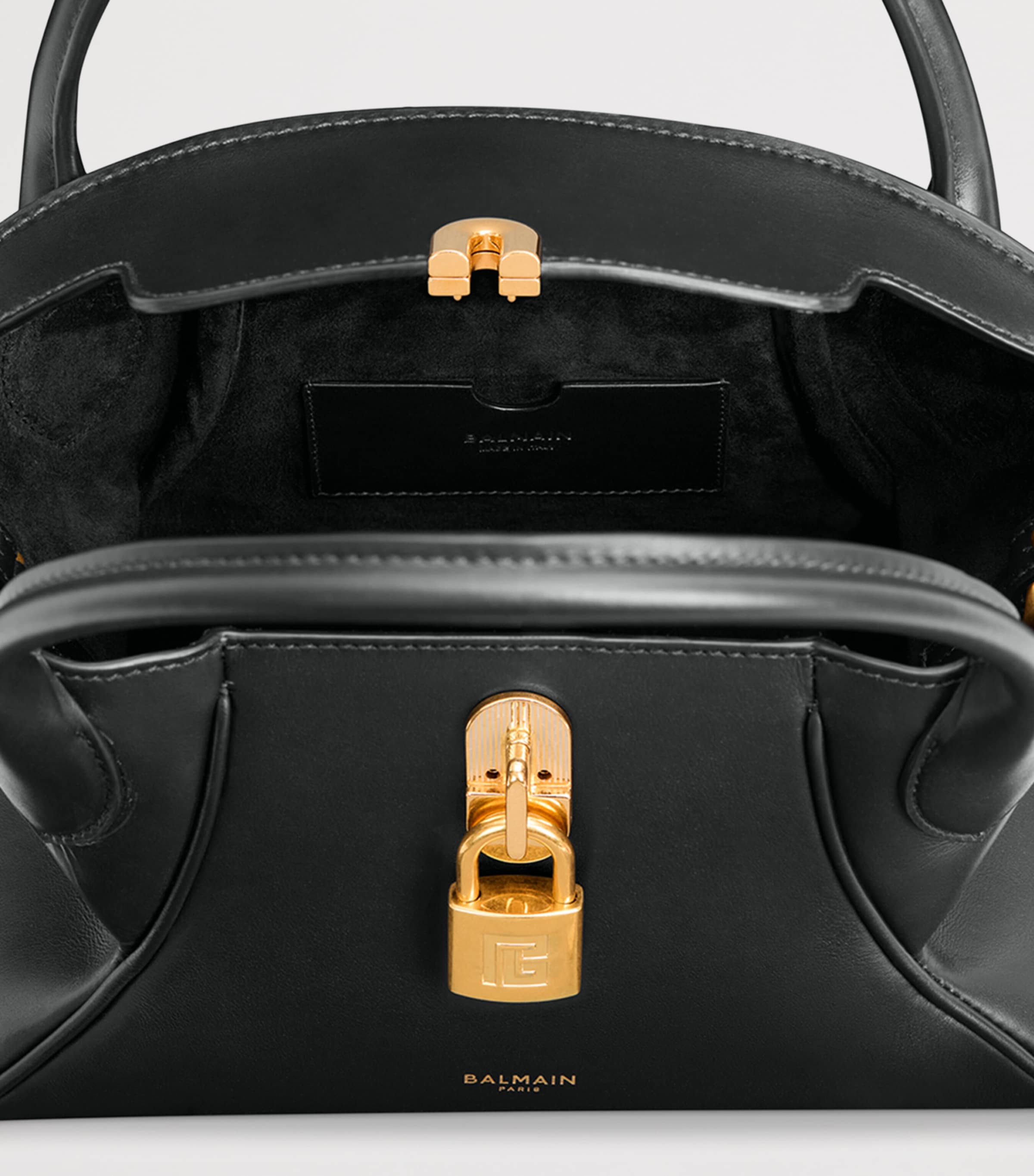 Balmain Womens Small Leather Pulse Day Top-Handle Bag Noir Image 5