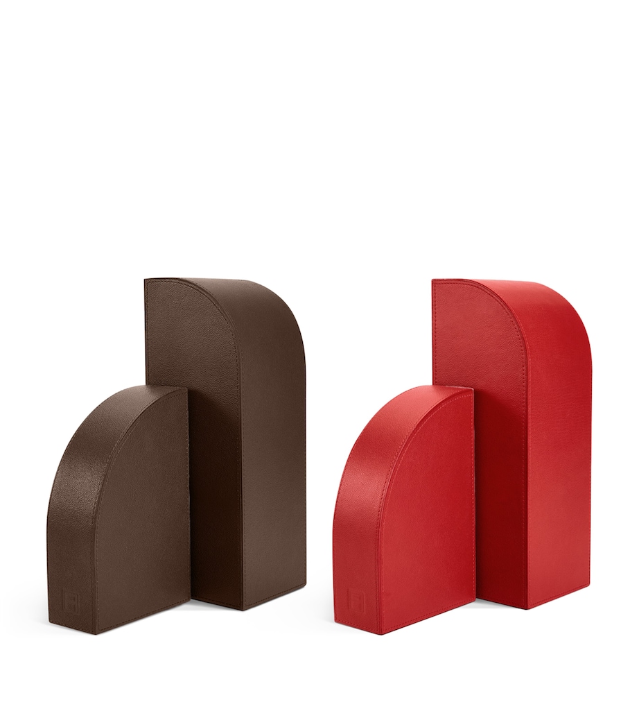 Leather Left Cubist Bookend DARK BROWN Image 5